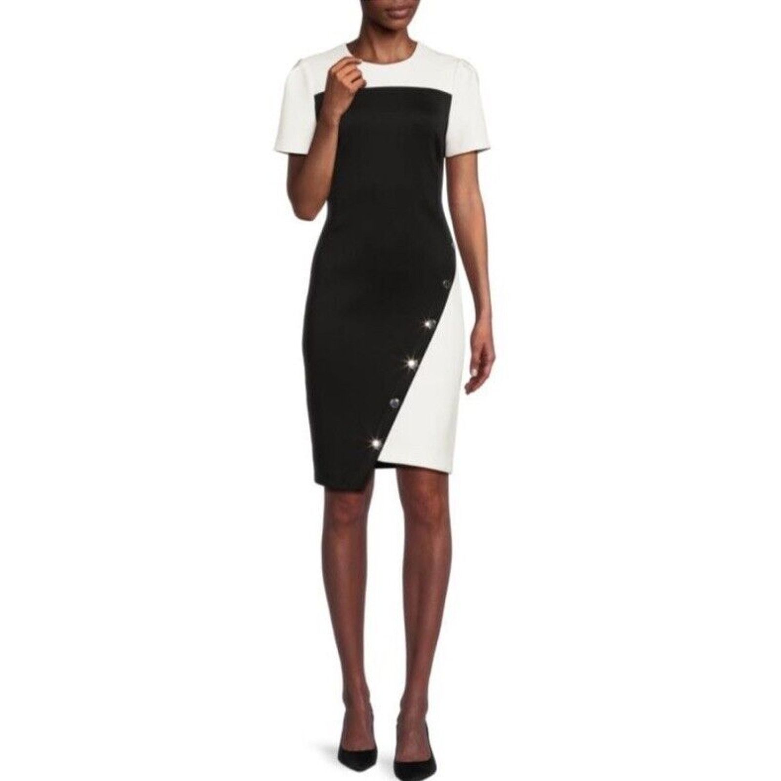 Tommy Hilfiger Tommy Hilfiger Scuba Crepe Structured Dress Black Ivory 6 Size M / US 6-8 / IT 42-44 - 1 Thumbnail