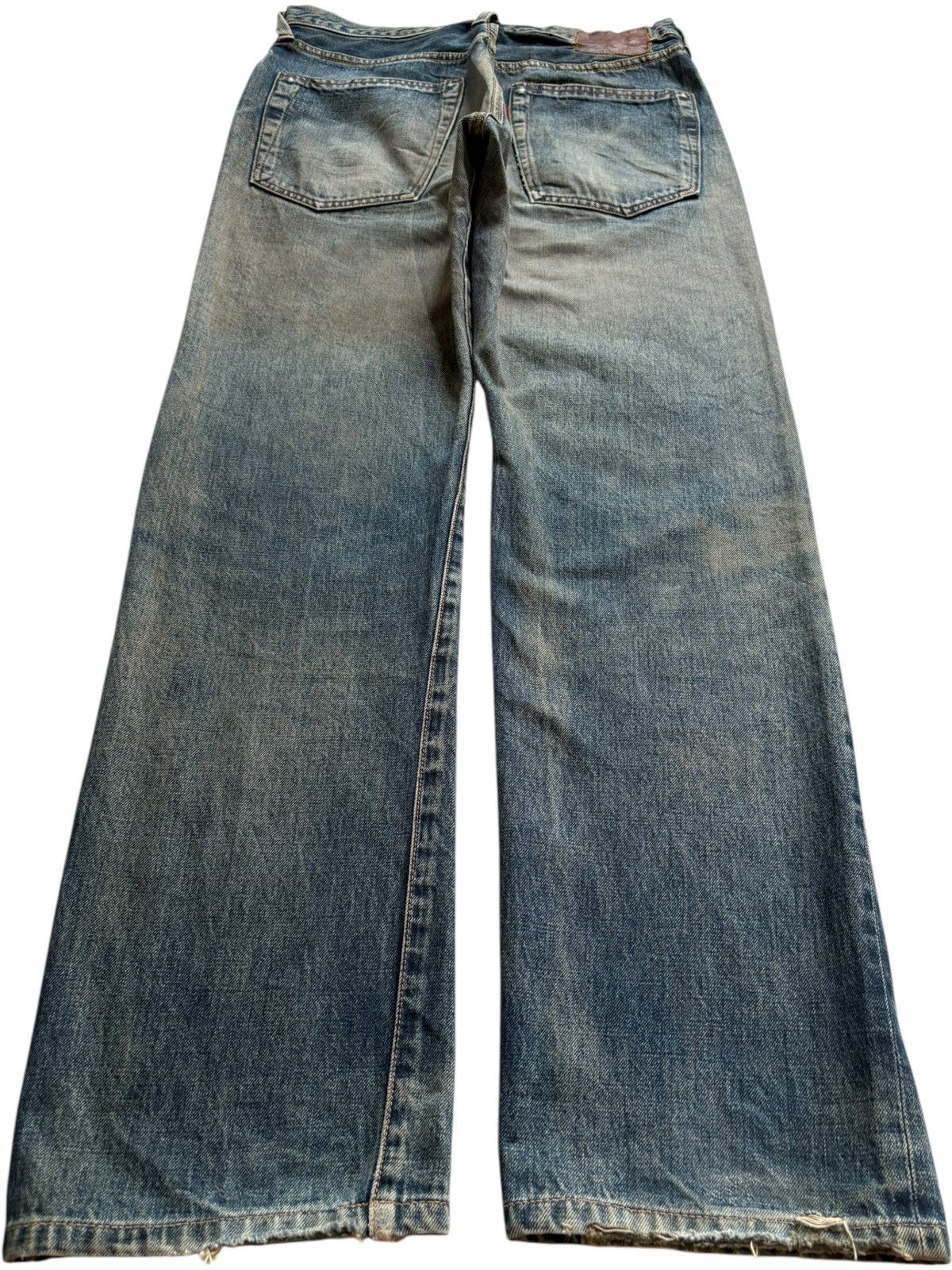 Japanese Brand Vintage Japanese Brand Selvedge Mud Wash Rip Baggy Jeans Size US 31 - 3 Thumbnail