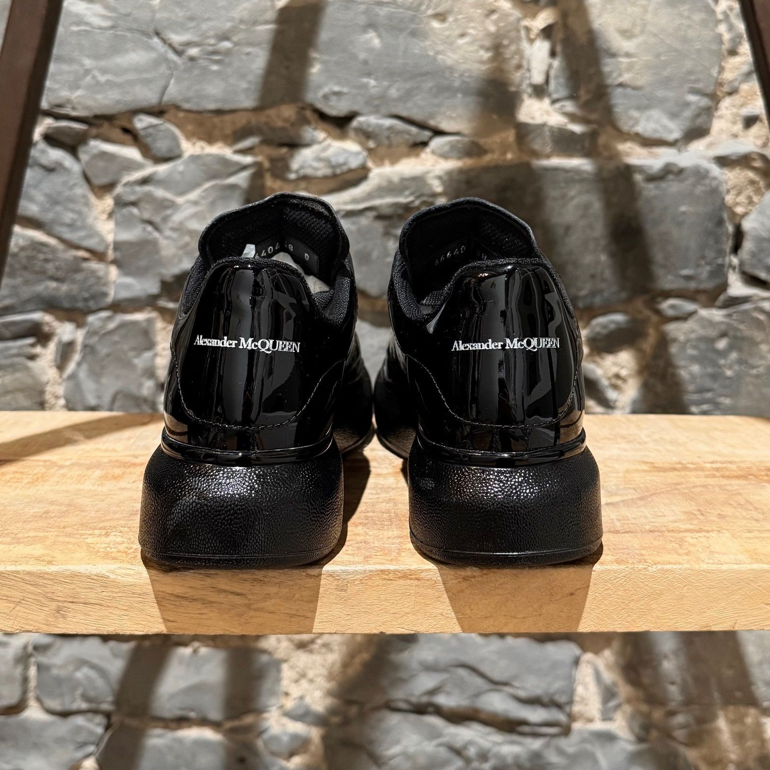 Alexander McQueen Alexander McQueen Black Patent Leather Oversized Sneakers Size US 8 / IT 38 - 4 Thumbnail