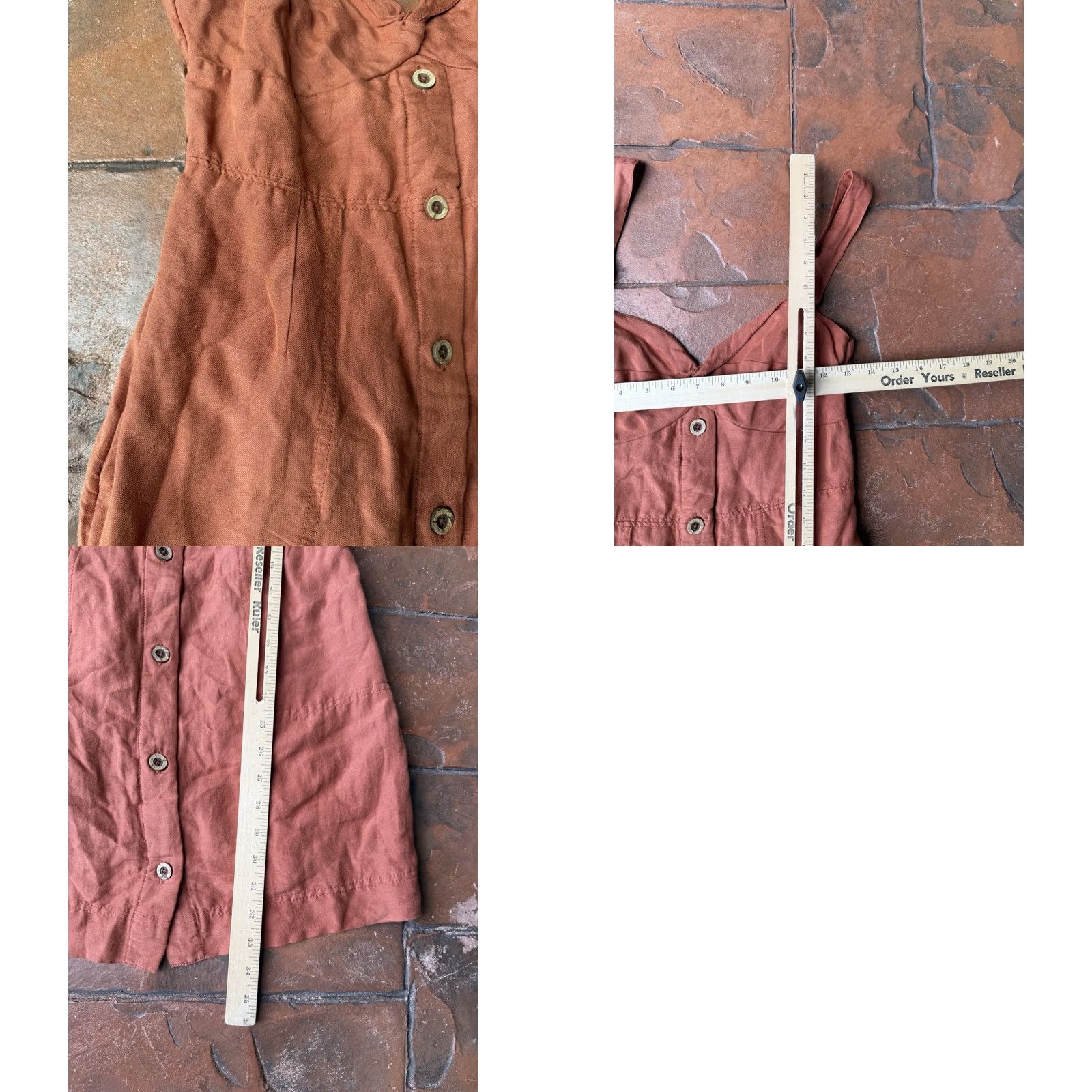 Vintage Maeve Anthropologie Linen Blend Twist Front Mini Dress Women’s XS Rust Orange Dress Size XS / US 0-2 / IT 36-38 - 8 Thumbnail