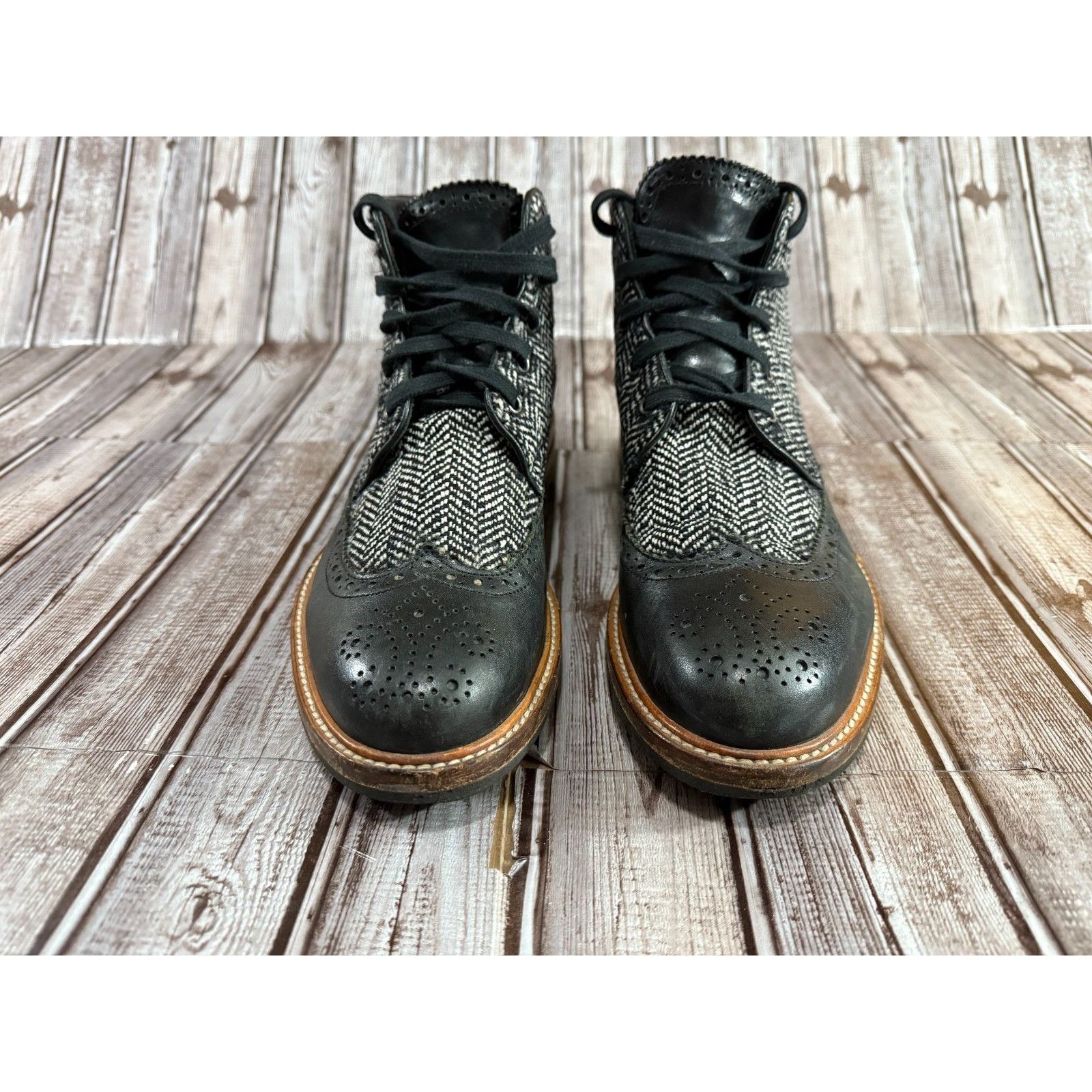 Dsquared2 DSQUARED2 herringbone Wingtip Leahter boots size 43 US 10 co Size US 10 / EU 43 - 2 Thumbnail