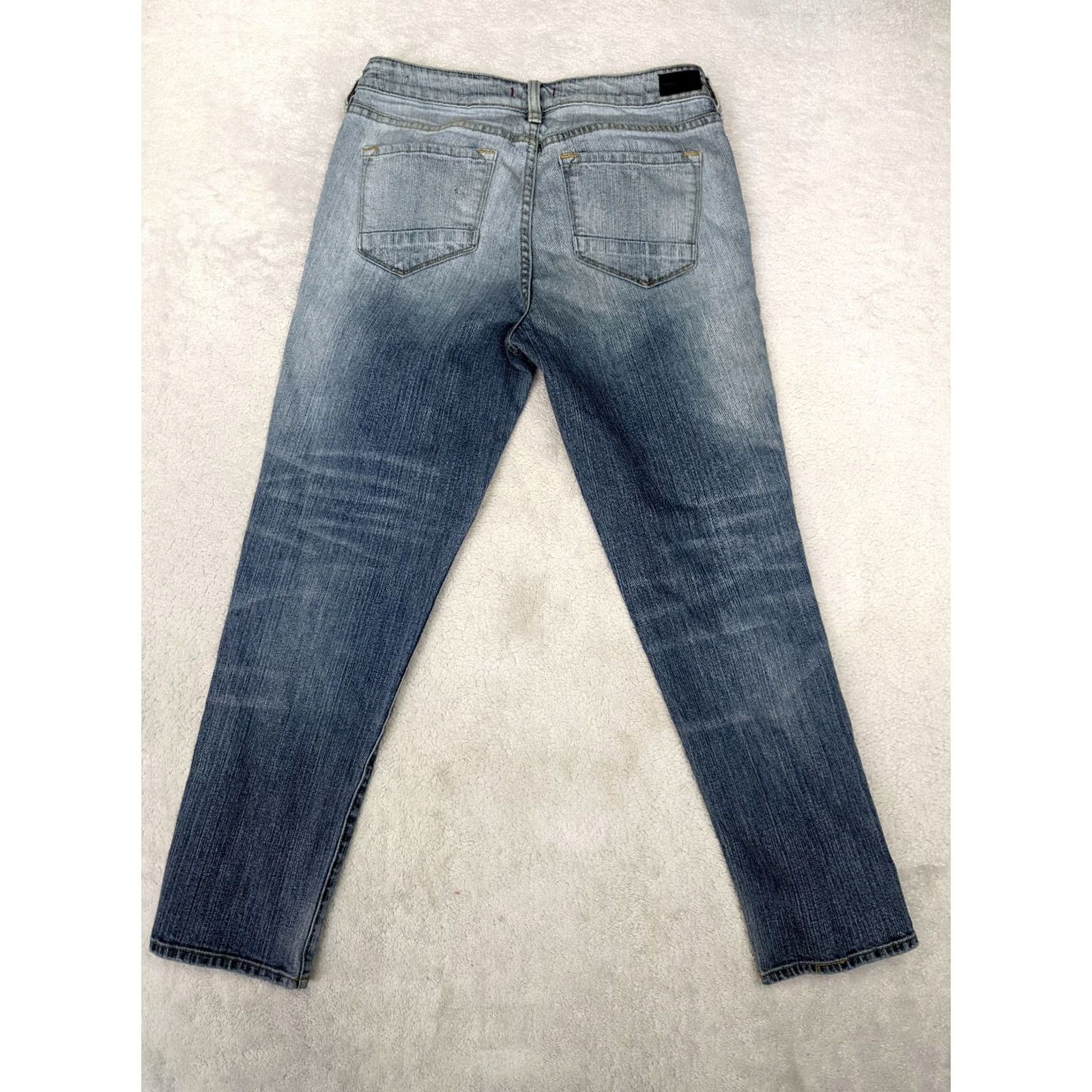 Madison Dear John Madison Girlfriend Jeans Mid Rise Blue Camo Patch Destroy Skinny 28 Womens Mens Girls Kings? Size 24" / US 00 / IT 34 - 7 Thumbnail