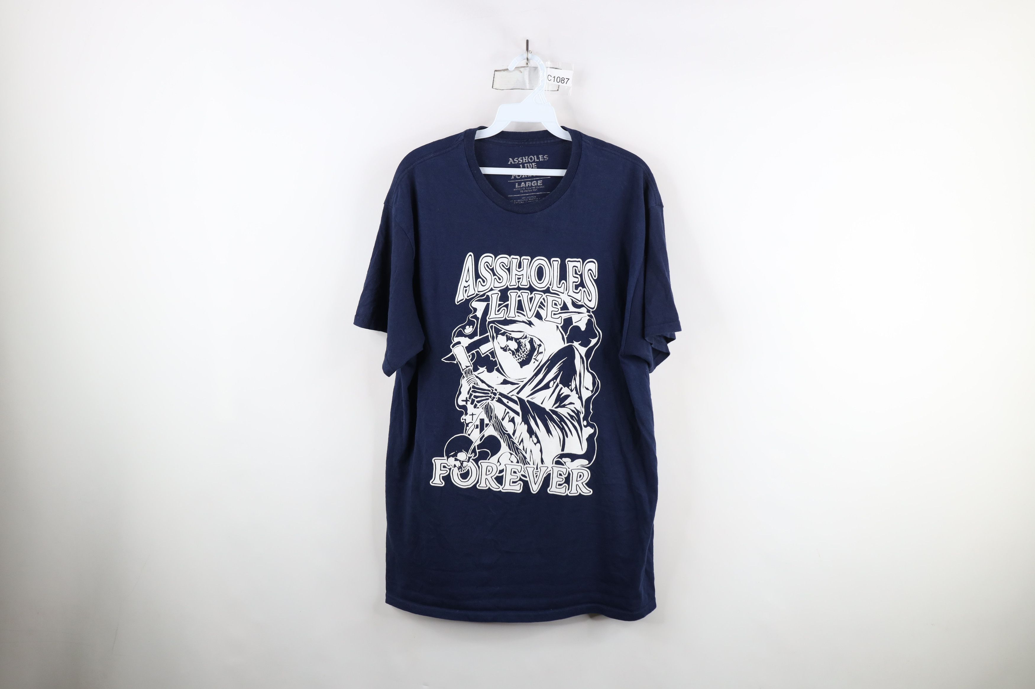 Vintage Streetwear A**holes Live Forever Reaper T-Shirt Navy Blue Size US L / EU 52-54 / 3 - 1 Thumbnail