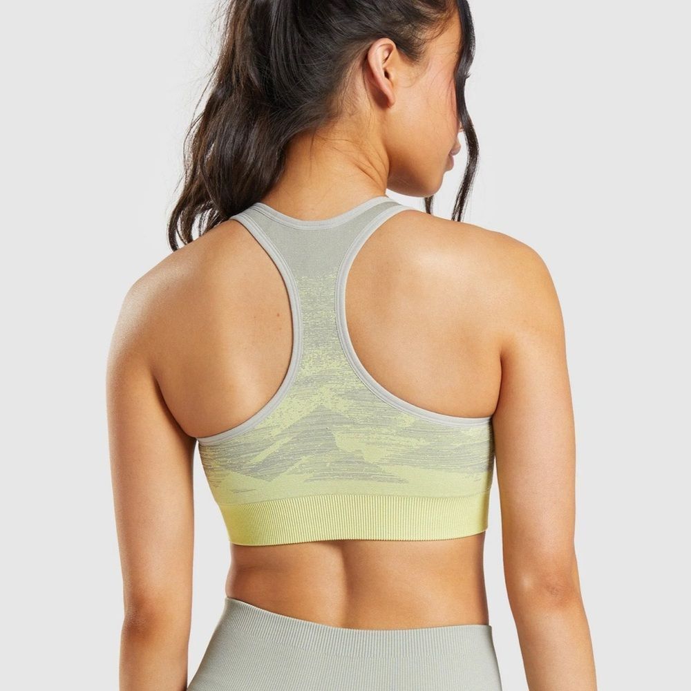 Gymshark Gymshark Gray and Yellow Racerback Sports Bra Size S / US 4 / IT 40 - 3 Thumbnail