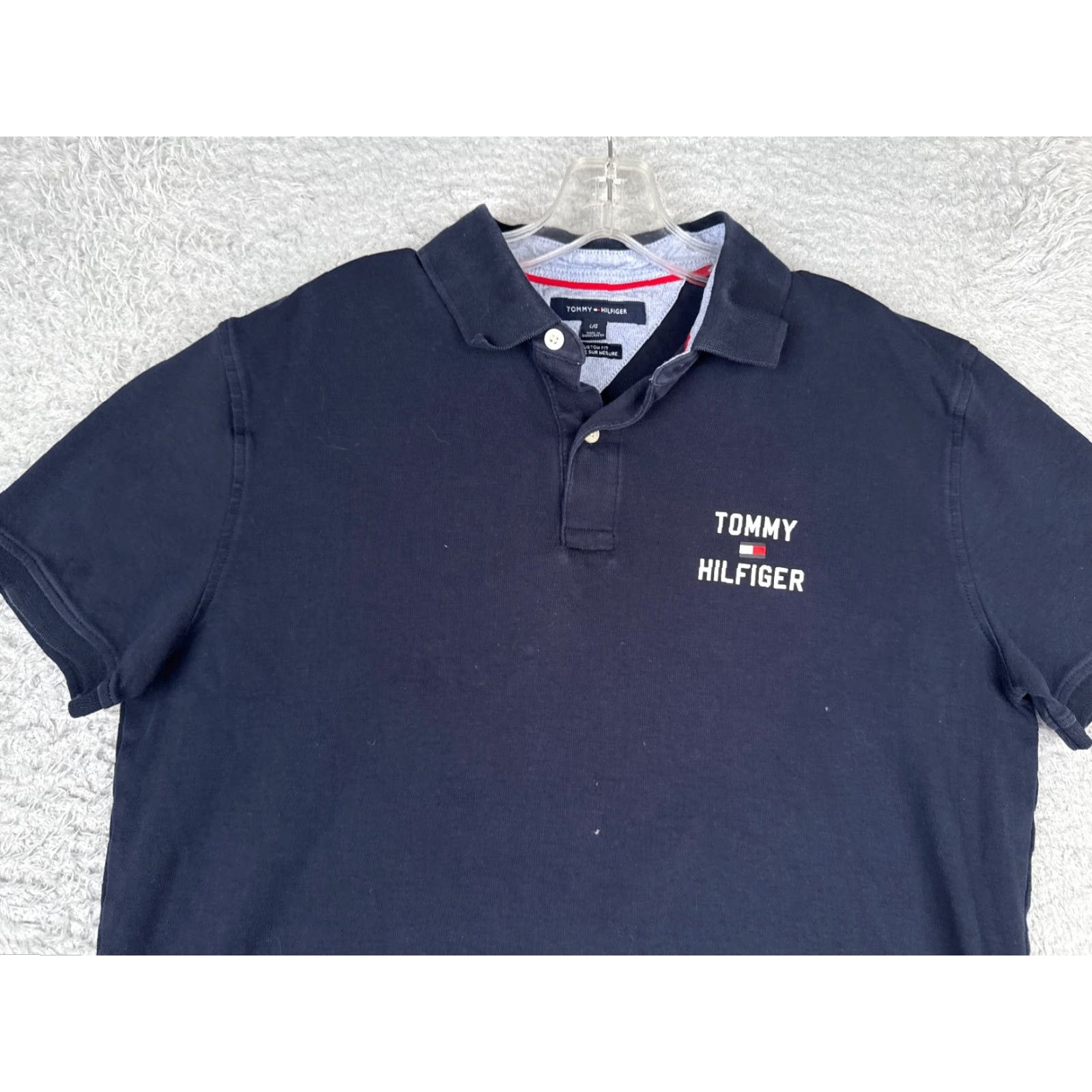 Tommy Hilfiger Tommy Hilfiger Polo Shirt Men L Blue Cotton Custom Fit Short Sleeve Slim Pocket" Size US L / EU 52-54 / 3 - 4 Thumbnail