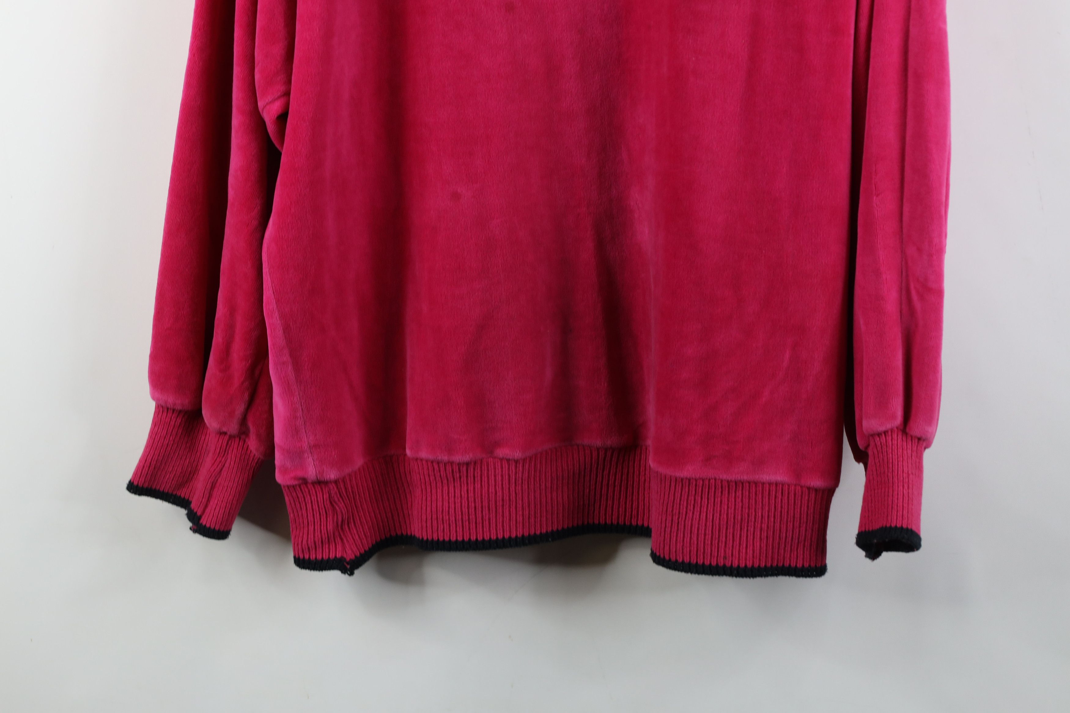 Vintage Vintage 90s Streetwear Blank Velour Turtleneck Sweater Pink Size M / US 6-8 / IT 42-44 - 3 Thumbnail