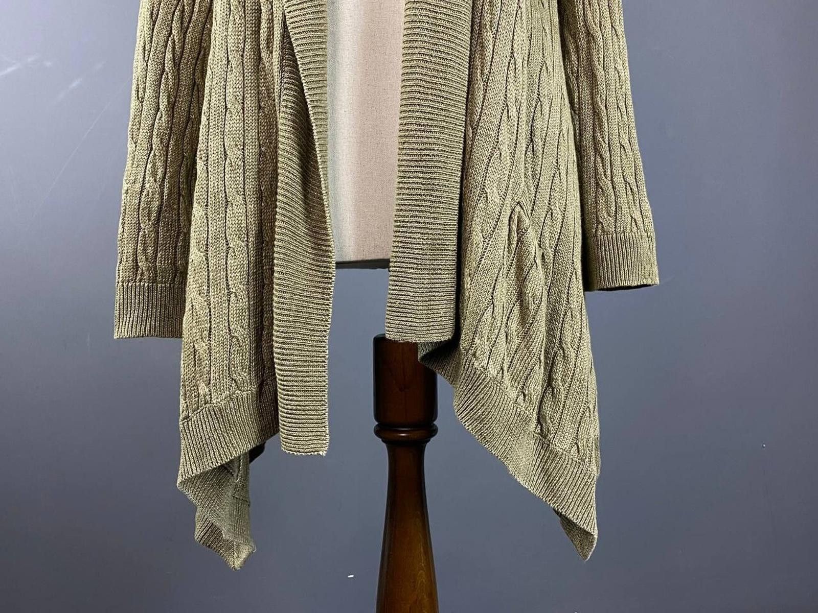 Lauren Ralph Lauren Ralph Lauren Khaki Linen Cable Knit Cardigan Sweater Size M Size M / US 6-8 / IT 42-44 - 3 Thumbnail