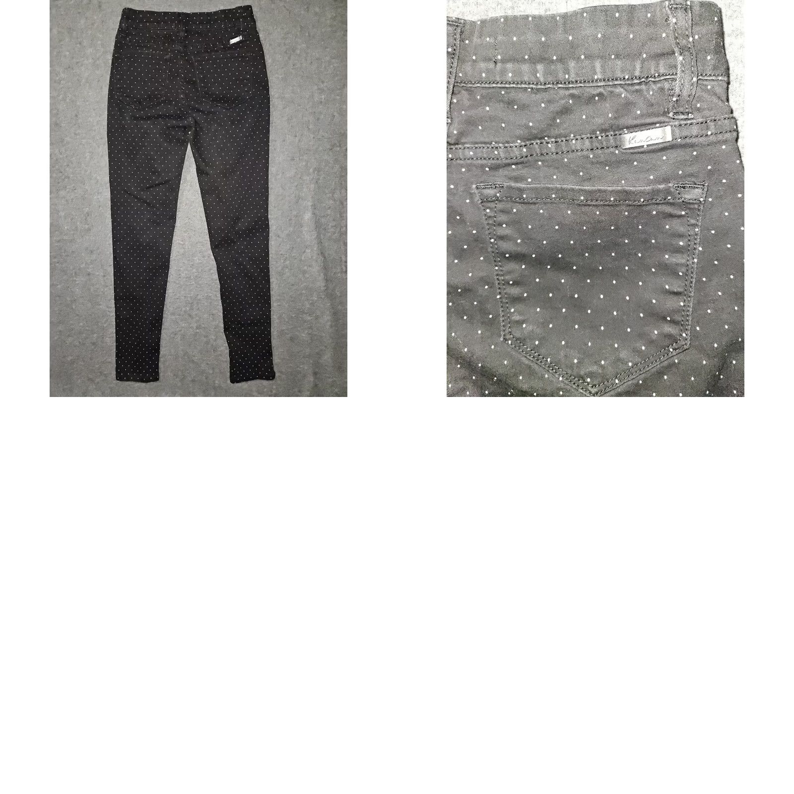 Vintage Kancan Skinny Ankle Jeans Juniors 3/25 Black Mid Rise Polka Dot Preppy Casual Girls 成年? Size 26" / US 2 / IT 38 - 8 Thumbnail