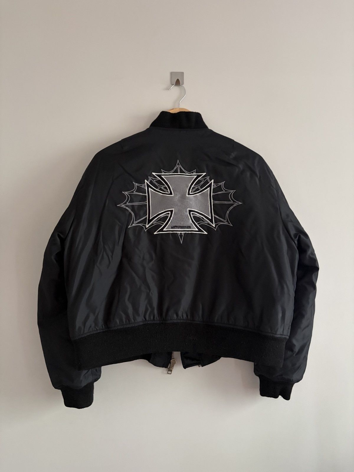 Vintage Gothic Flame Cross Embroidered Bomber Jacket Size US M / EU 48-50 / 2 - 6 Thumbnail