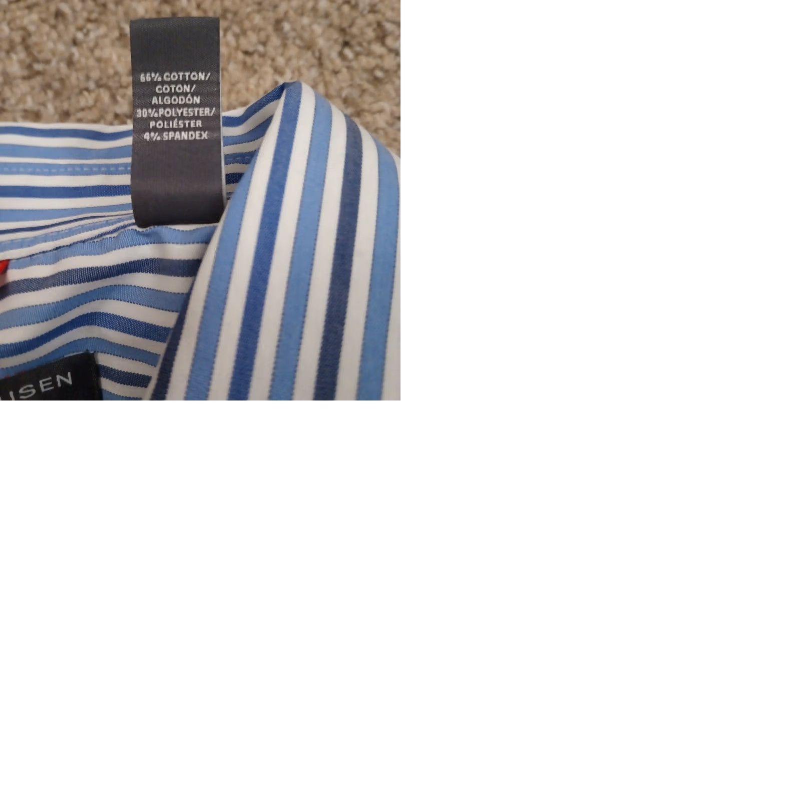 Van Heusen Van Heusen Shirt Mens Medium Blue Striped Long Sleeve Button-Up Cotton Blend Shirt Mens Blue Striped Button-Up Size US M / EU 48-50 / 2 - 9 Thumbnail