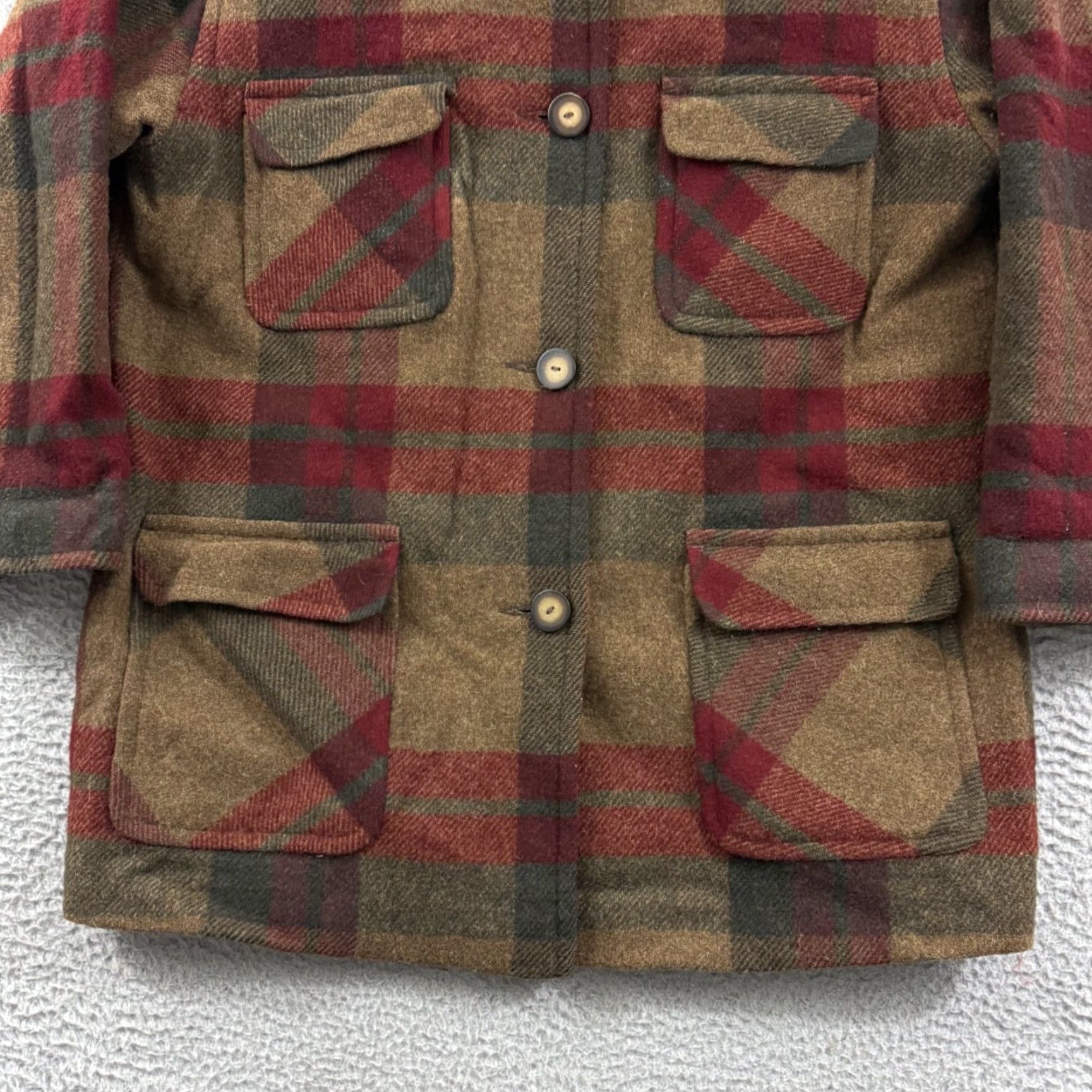 Eddie Bauer VINTAGE Eddie Bauer Jacket Womens Large Brown Wool Plaid Button Barn Chore Coat Size L / US 10 / IT 46 - 2 Thumbnail