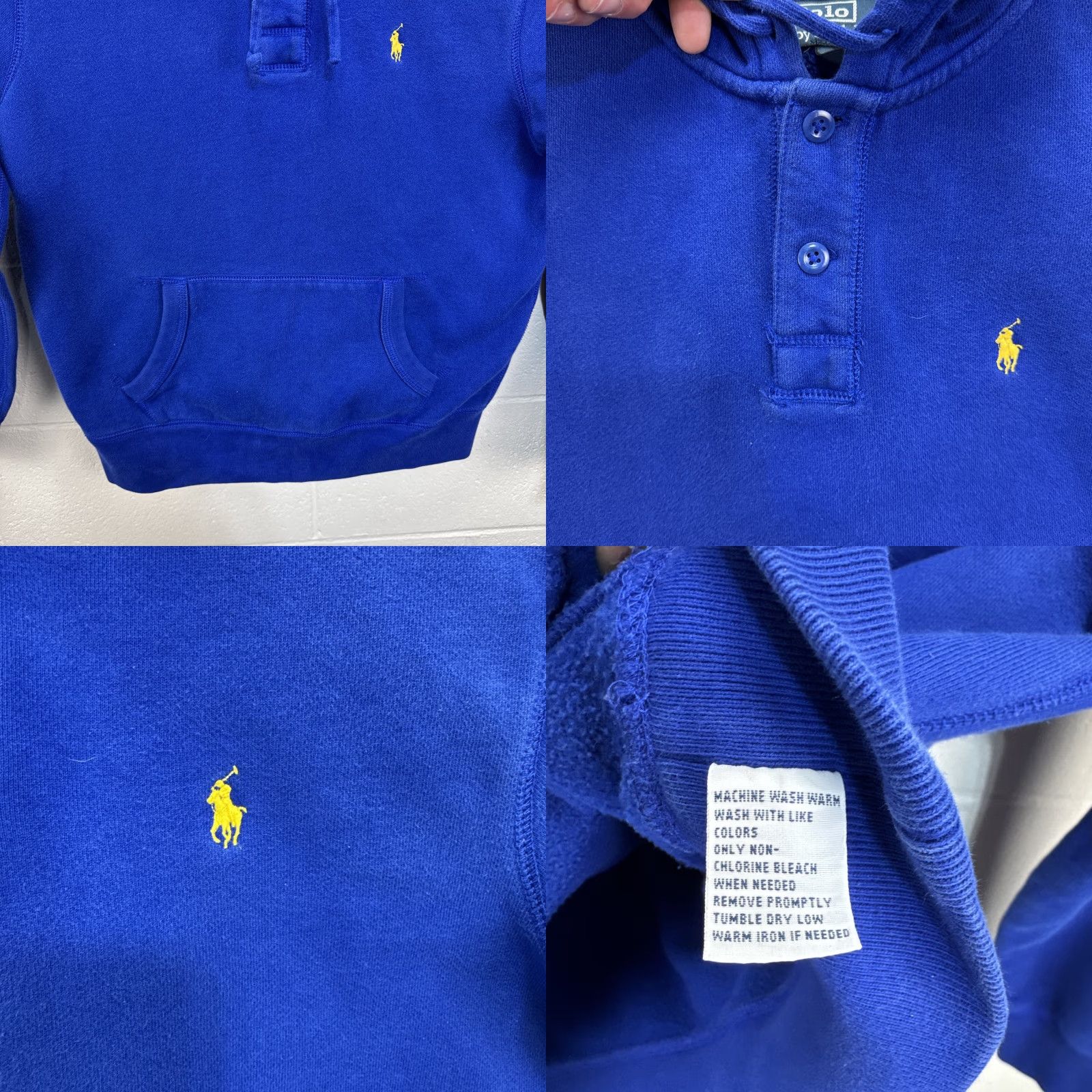 Polo Ralph Lauren Polo Ralph Lauren Hoodie Mens M Blue Pony Henley 2 Button Drawstring Faded Size US M / EU 48-50 / 2 - 8 Thumbnail