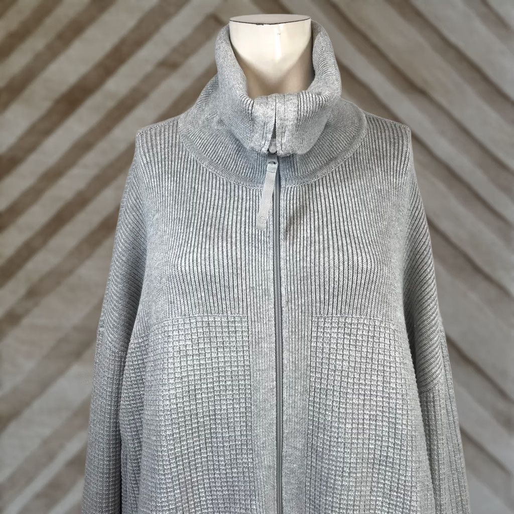 Talbots VINTAGE? No. T by Talbots XL Grey Waffle Knit Full Zip Cardigan - Women Size XL / US 12-14 / IT 48-50 - 1 Thumbnail