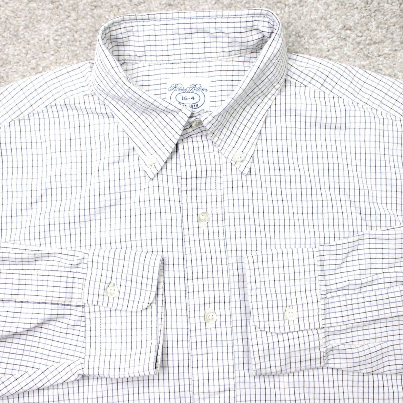 Brooks Brothers Brooks Brothers Shirt Mens 16-4 Blue/White Check Cotton Long Sleeve Relaxed Fit Button-Down Business Casual Workwear Size US L / EU 52-54 / 3 - 2 Thumbnail