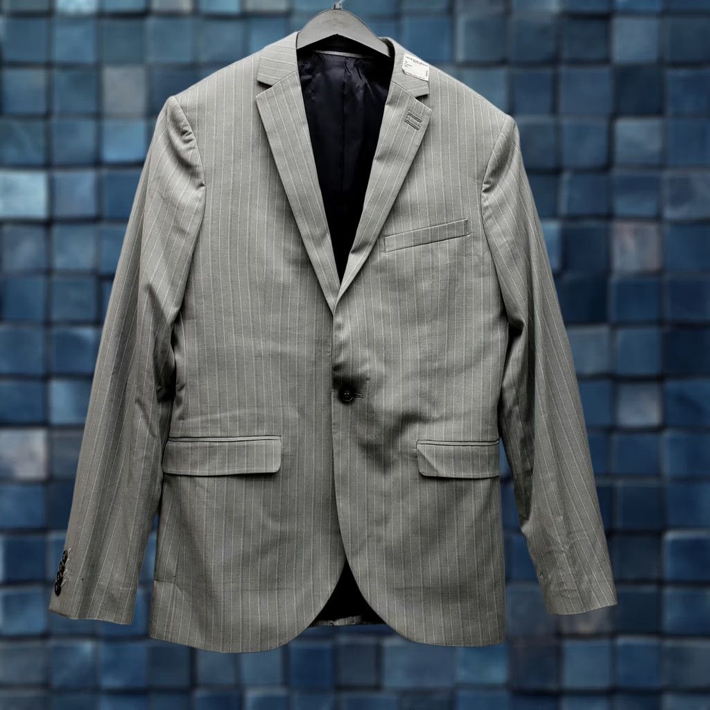 Topman Topman Grey Striped ULTRA SKINNY Blazer One button Size 40R Size 40R - 1 Thumbnail