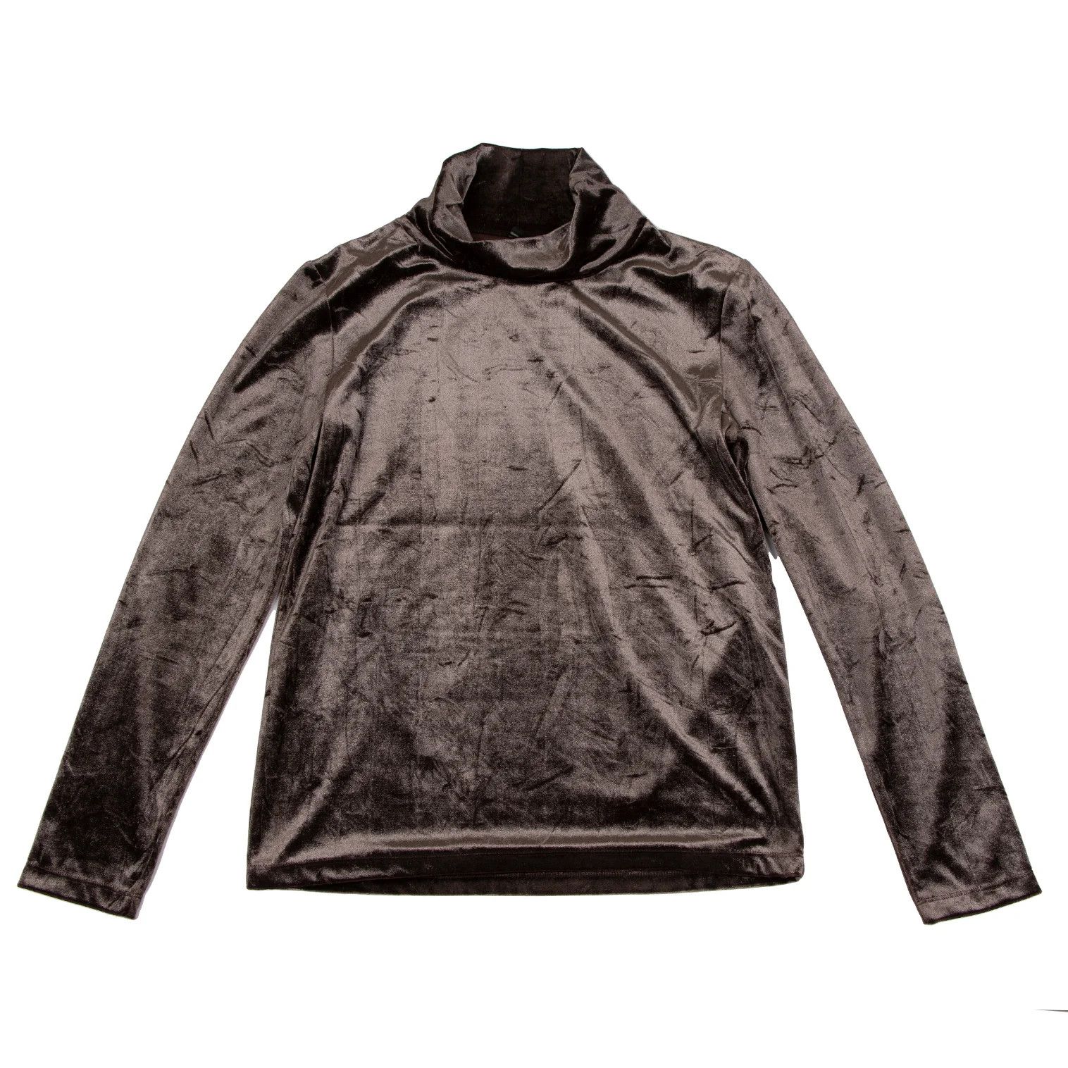 Jean Paul Gaultier Glossy Velvet High Neck Top in Dark Brown, Size 48 Size US M / EU 48-50 / 2 - 1 Thumbnail