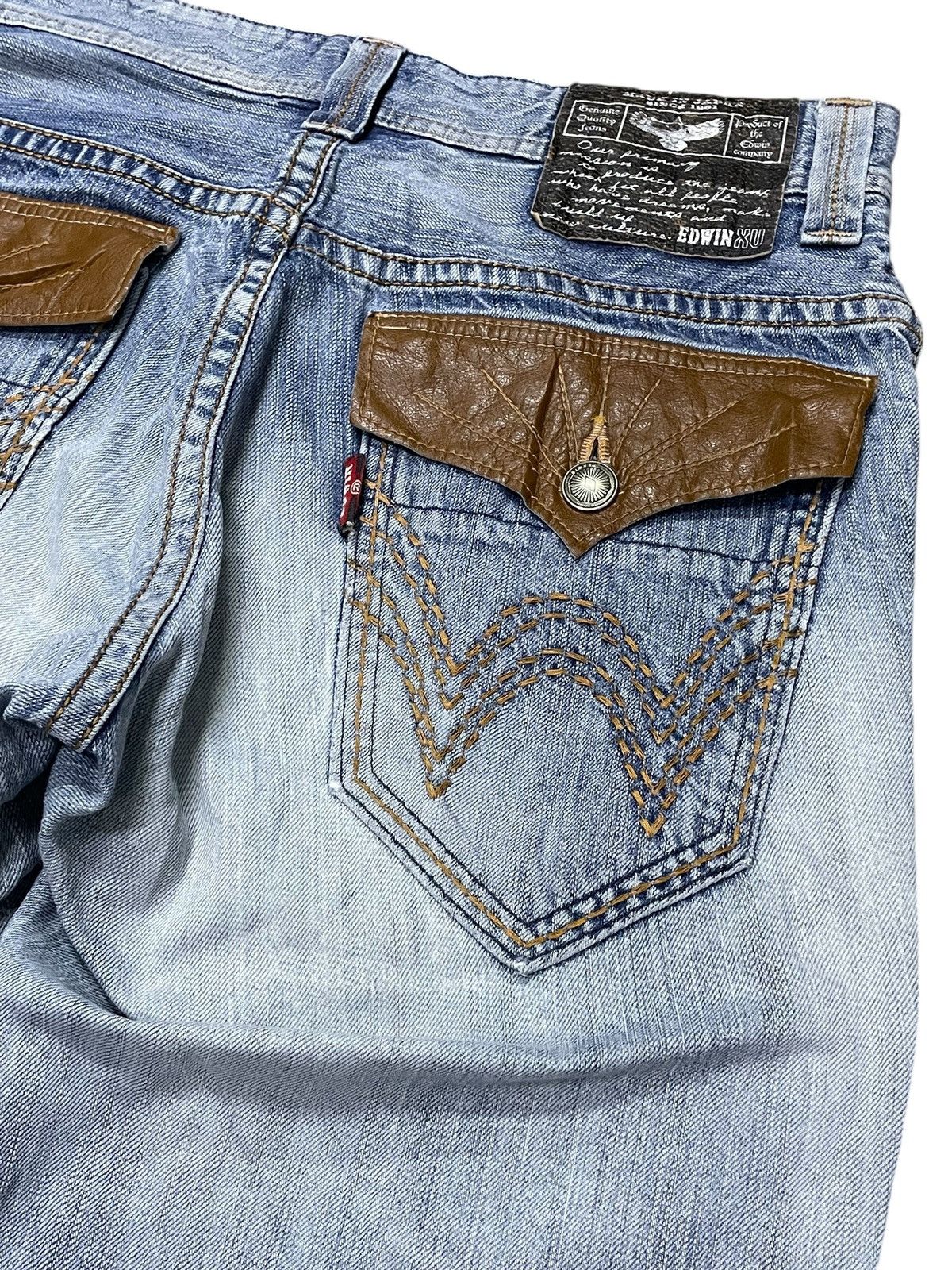 Edwin × If Six Was Nine × Japanese Brand Vintage Edwin XV Western Heavy Stitched Leather Trim Jeans Size US 32 / EU 48 - 18 Thumbnail