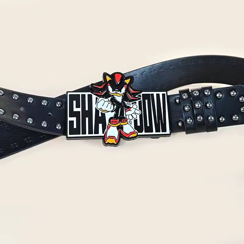 Japanese Brand Shadow Buckle Pu Leather Belt Size 34 - 11 Thumbnail