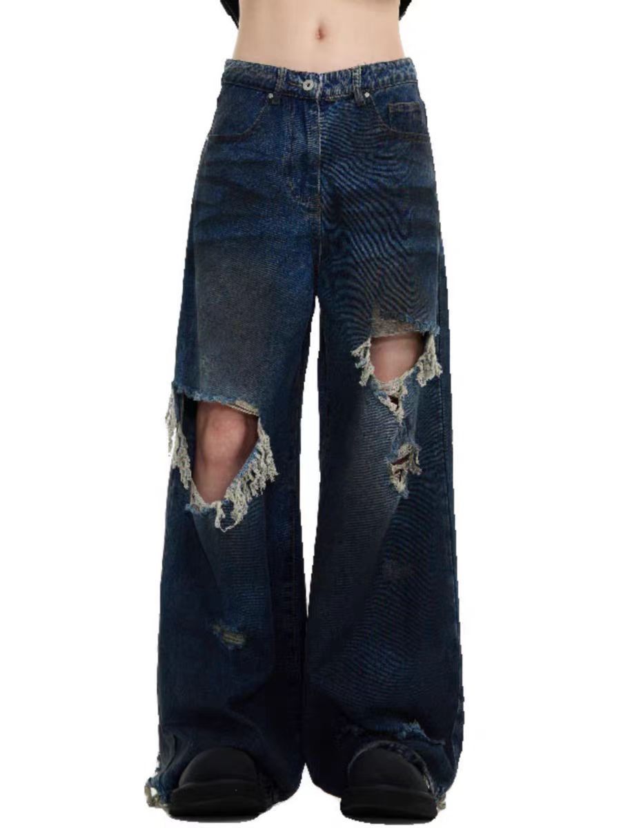 Japanese Brand × Jean Vintage washed distressed high street baggy jeans Size US 34 / EU 50 - 5 Thumbnail