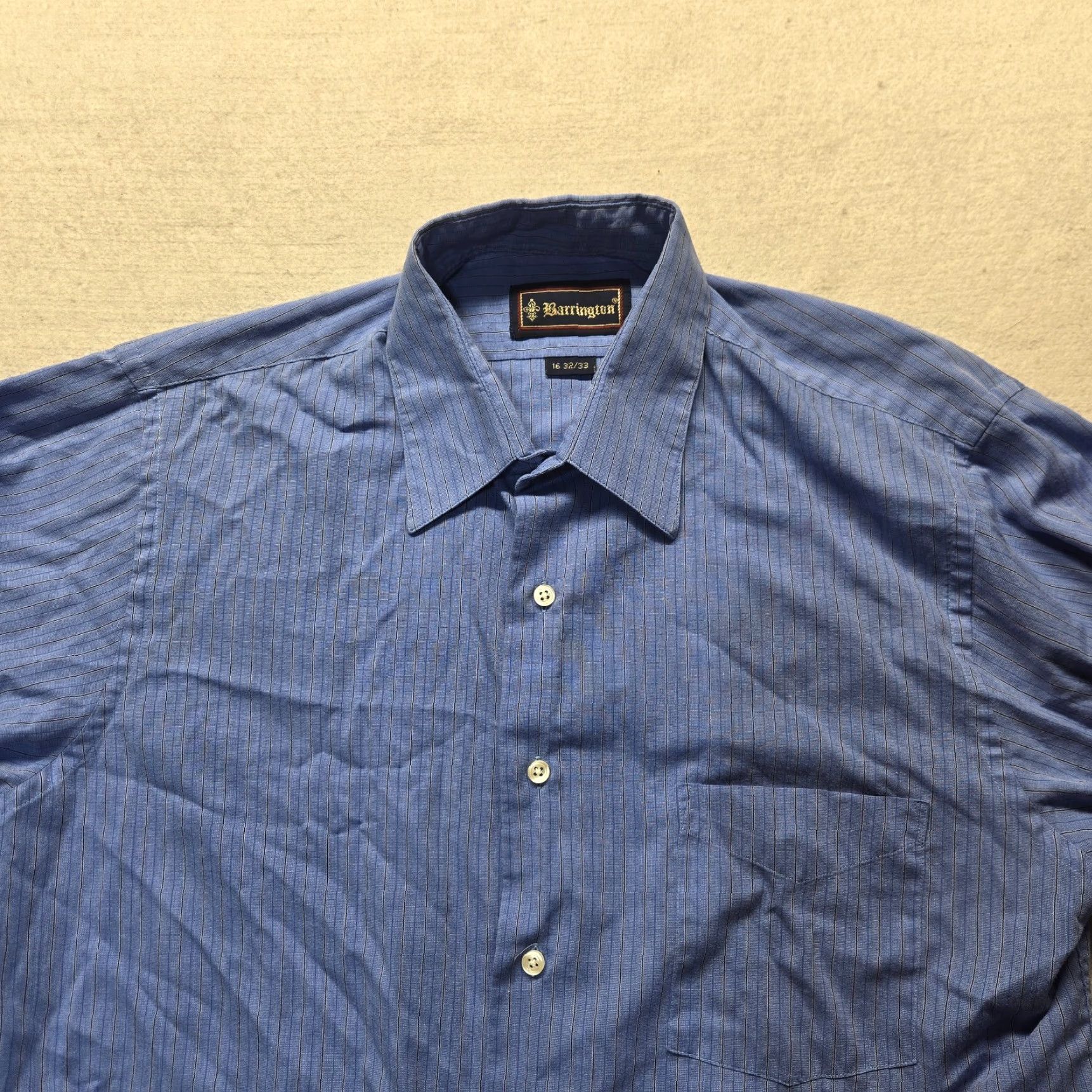 Vintage Barrington Shirt Men 16 Blue Solid Button-Up Long Sleeve Pocket Casual Size US L / EU 52-54 / 3 - 2 Thumbnail