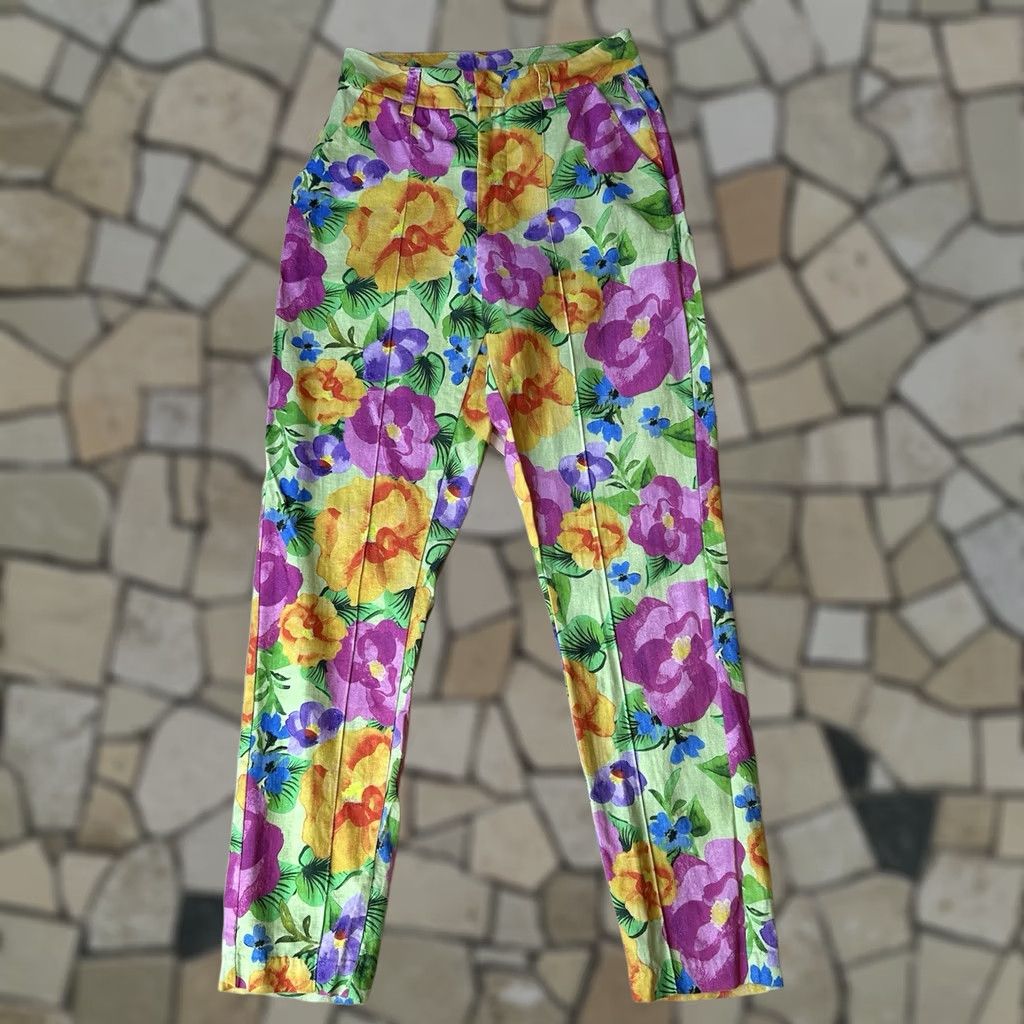 Farm Rio Farm Rio Pants Women's 26” Waist Linen Blend Floral Ankle Tapered Pockets Multicolor Size 36" / US 14 / IT 50 - 1 Thumbnail