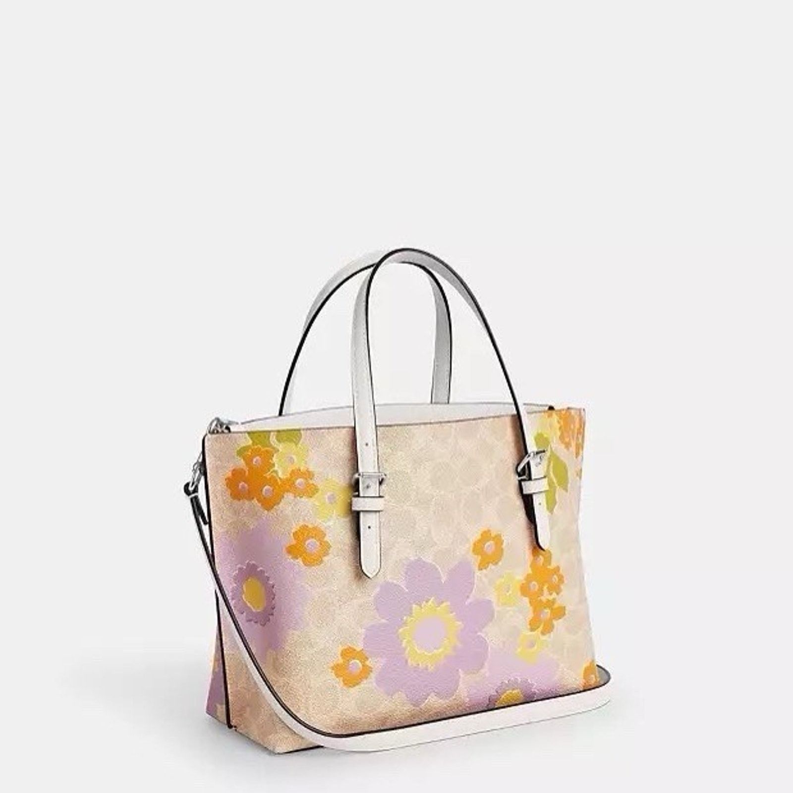 Coach NWT Coach Mollie Tote Bag 25 Floral Silver/Sand CBT23 Size ONE SIZE - 10 Thumbnail