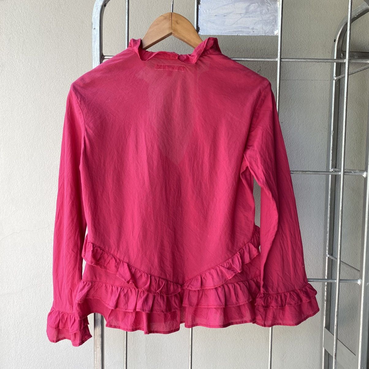Designer × Japanese Brand H.Ranch Market Y2K Pink Ruffled V-Neck Blouse Size XS / US 0-2 / IT 36-38 - 21 Thumbnail