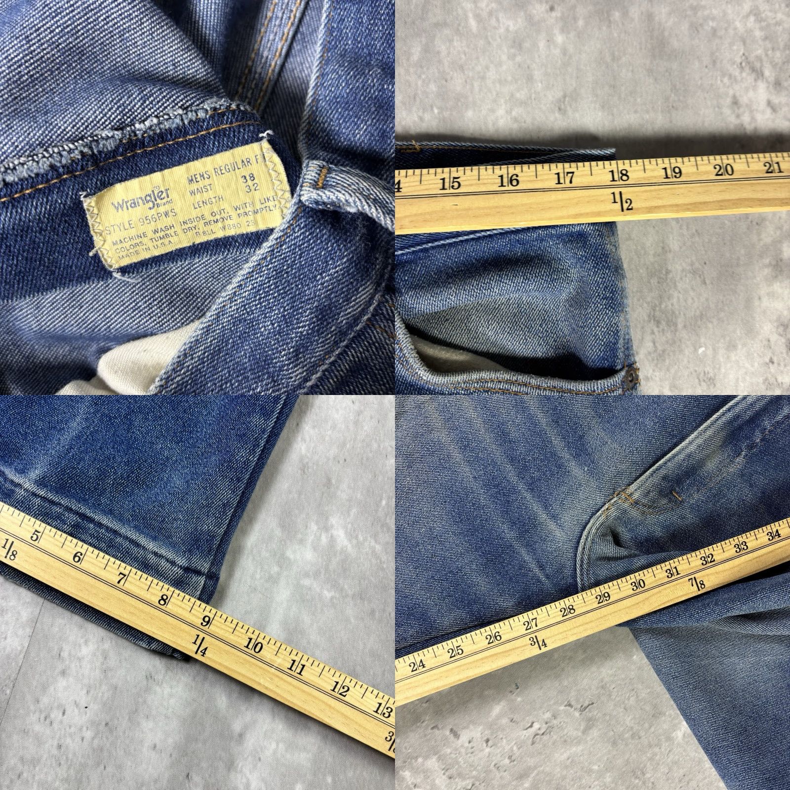 Wrangler VINTAGE Wrangler Jeans Dark Wash 38x28 Regular Fit Straight Leg 70s Cowboy Cut Mens Jeans Blue Denim Cotton USA 13MWZ Size US 38 / EU 54 - 8 Thumbnail