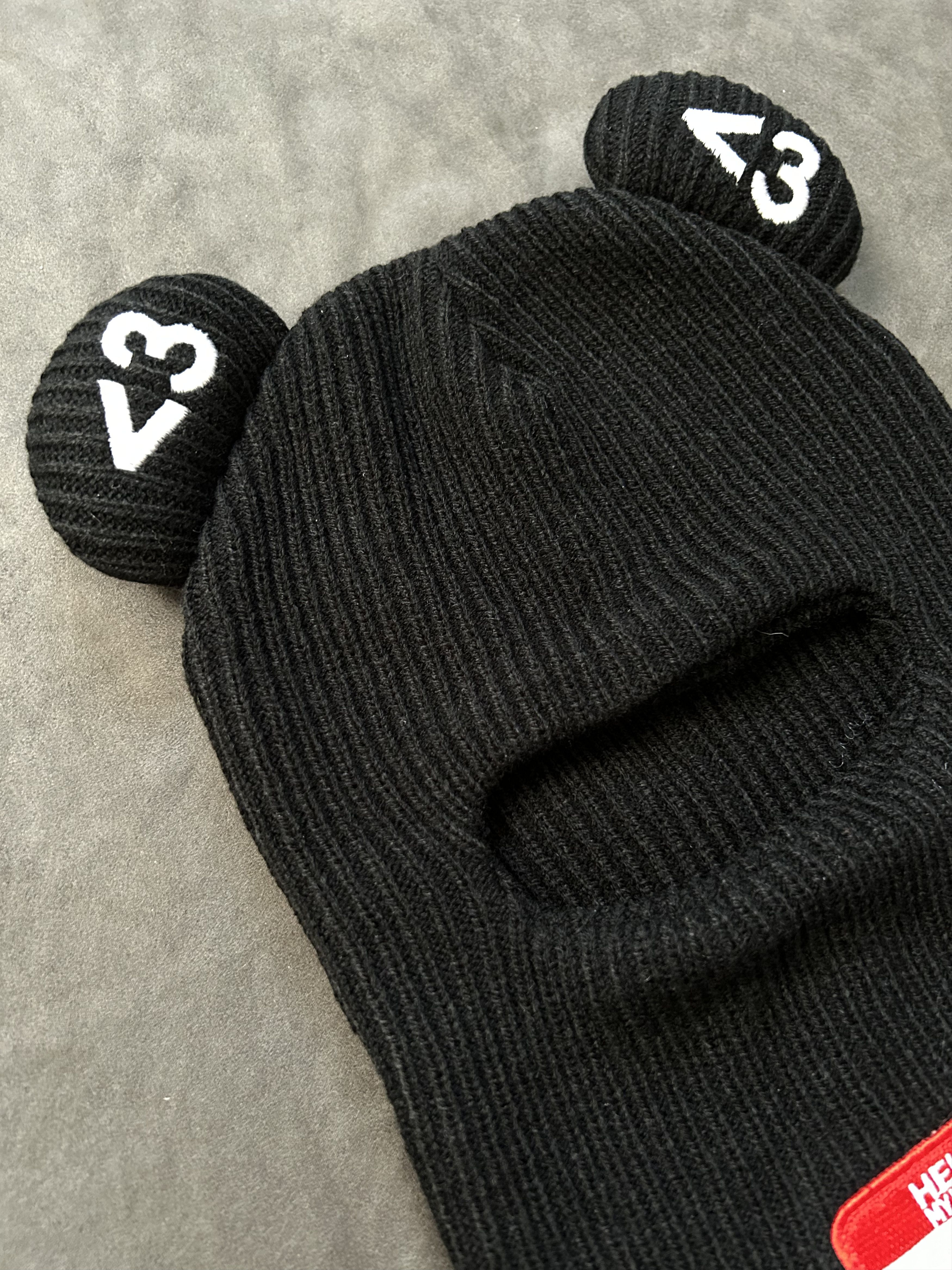 Japanese Brand Rare Box Boys Retro Hearts Black Balaclava Ski Mask OS Size ONE SIZE - 3 Thumbnail