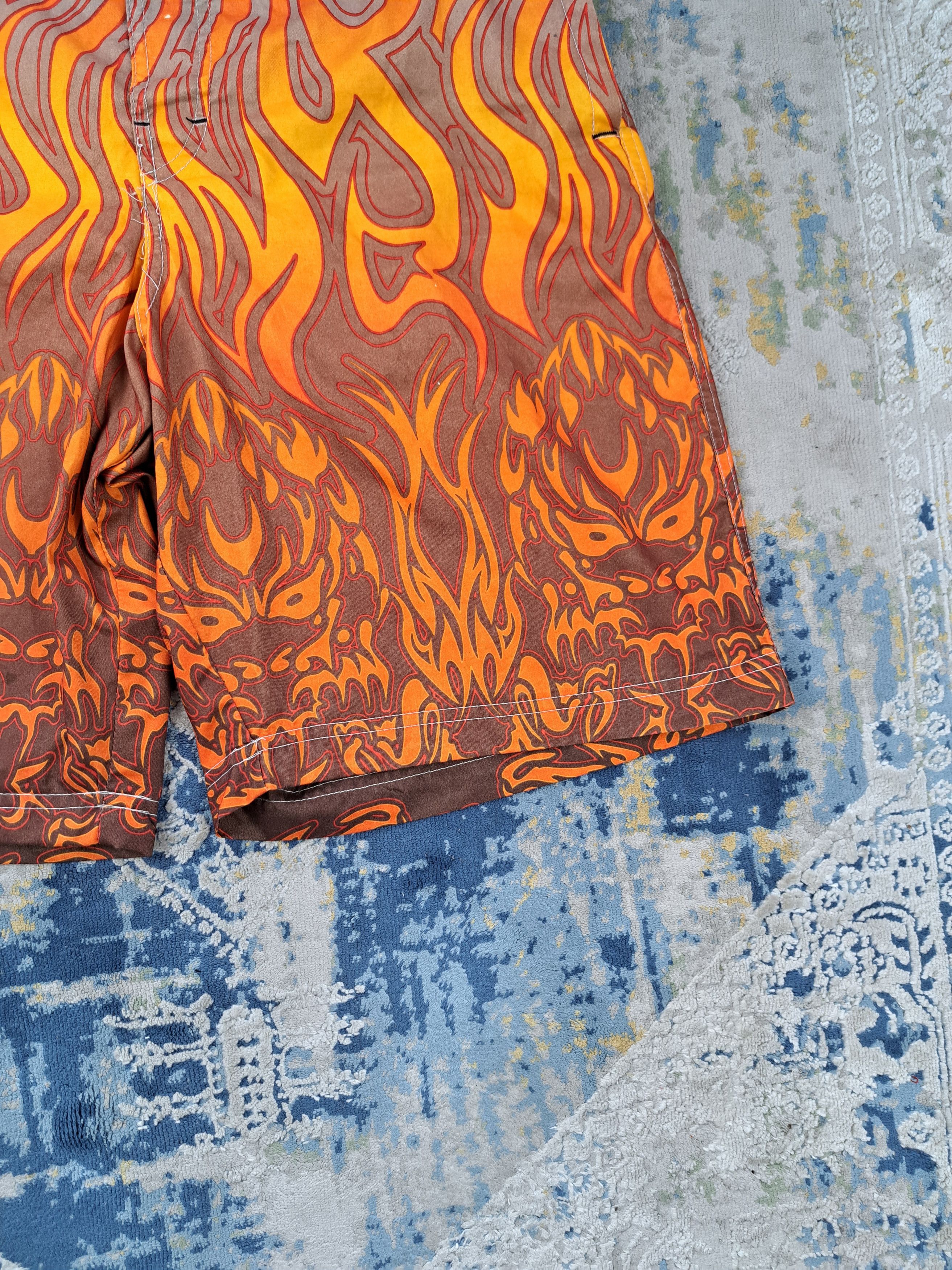 Japanese Brand Fullprint Flame Fire Shorts Like Hellstar Gallery Dept. Bape Size US 30 / EU 46 - 4 Thumbnail