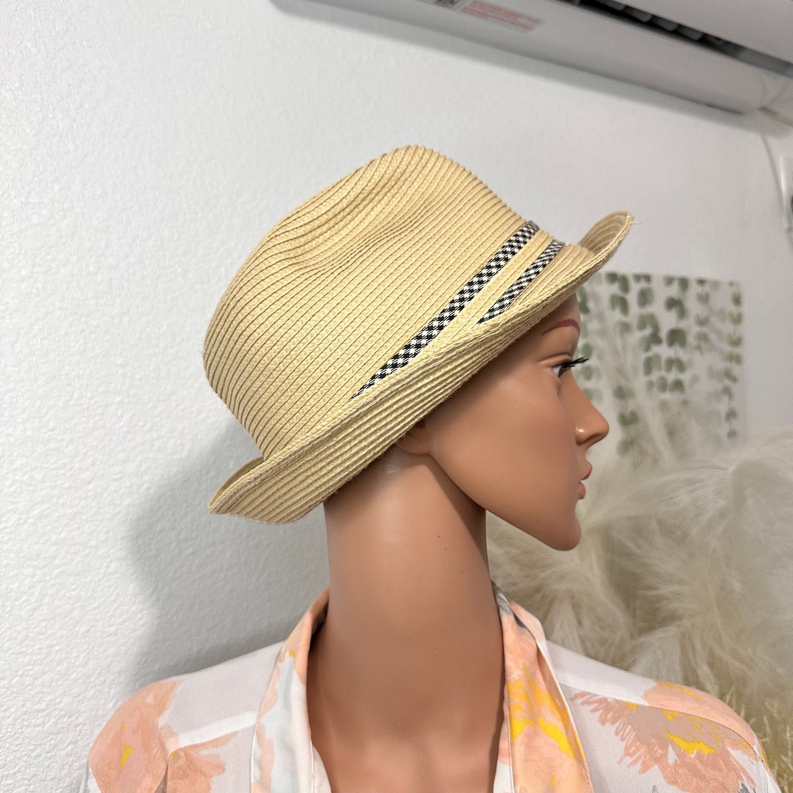 Other JFH Fedora Trilby Woven Poly Hat Plaid Ribbon Size ONE SIZE - 4 Thumbnail