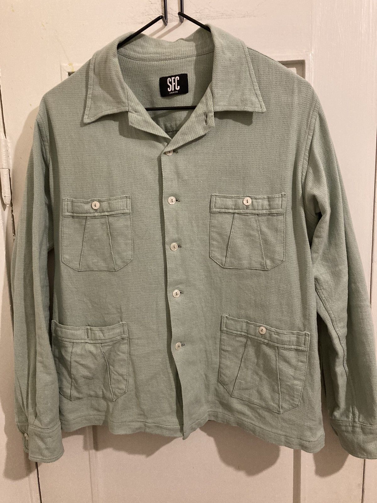 image of Scott Fraser Collection Menthe Belt-Back Overshirt in Green, Men's (Size Medium)