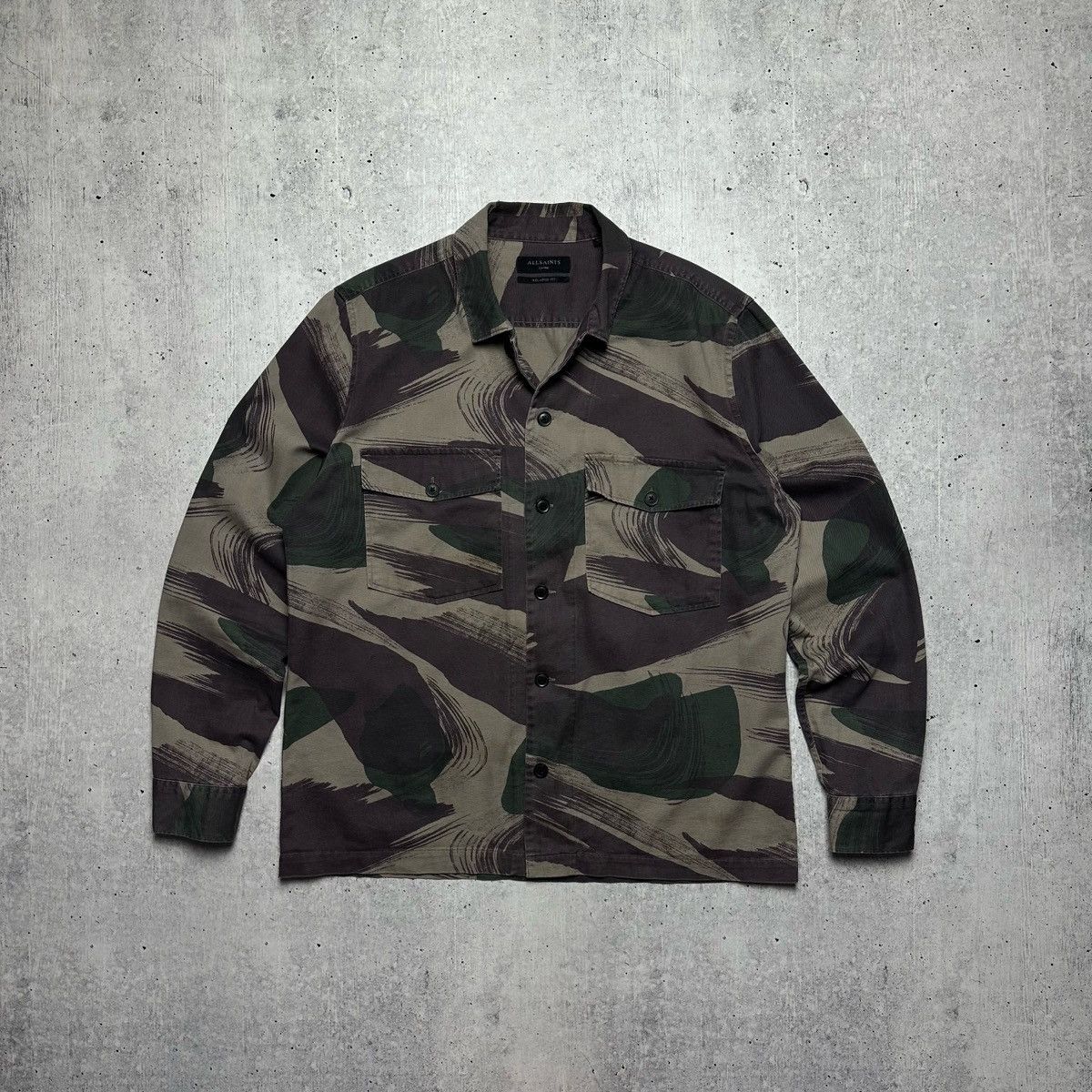 Allsaints × Japanese Brand Allsaints Mens Green Camo Section Camo-print Cotton Shirt L Size US L / EU 52-54 / 3 - 1 Thumbnail