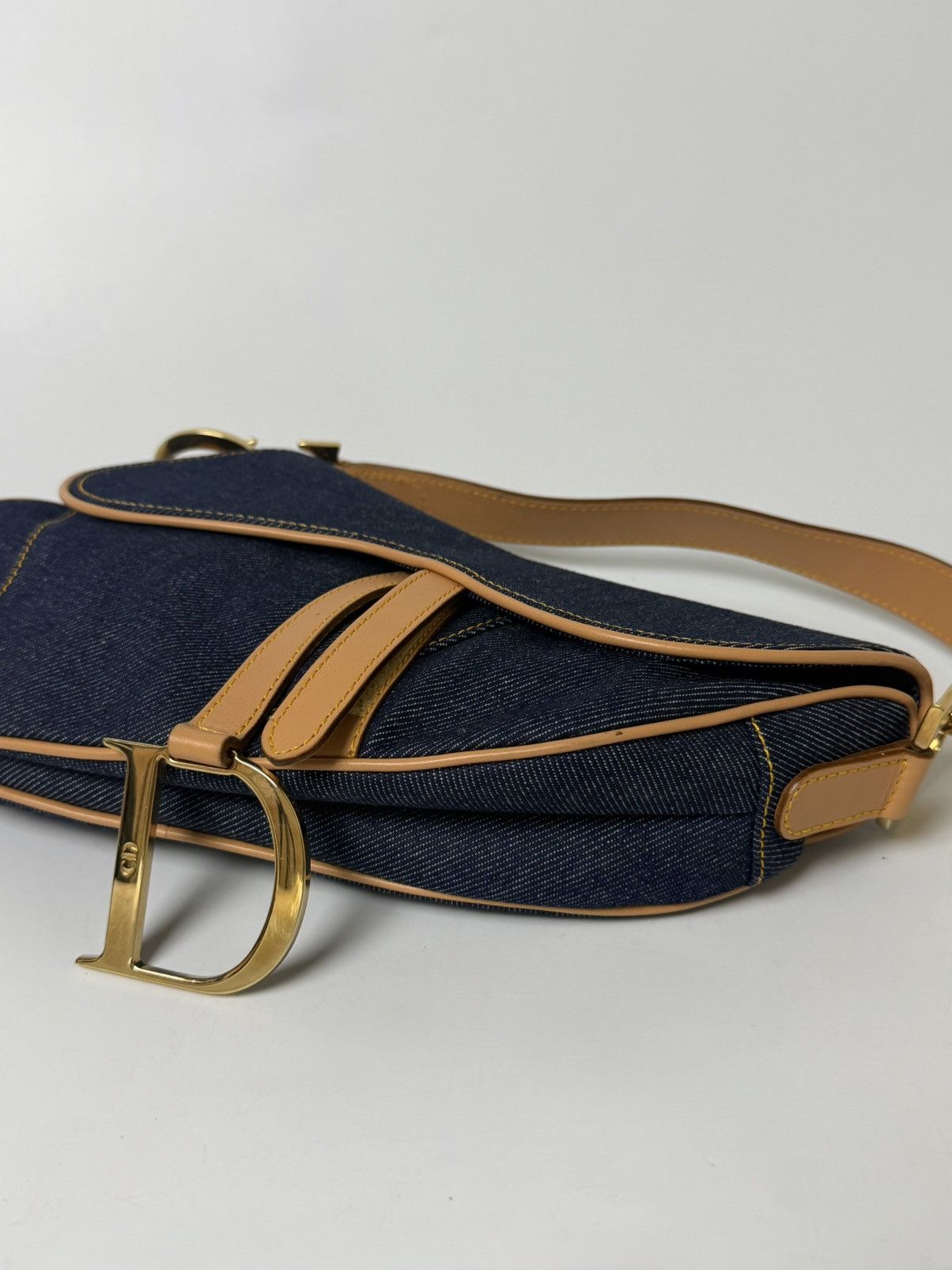 Dior 2000’s Christian Dior Saddle Blue Denim Rare Lining Size ONE SIZE - 7 Thumbnail