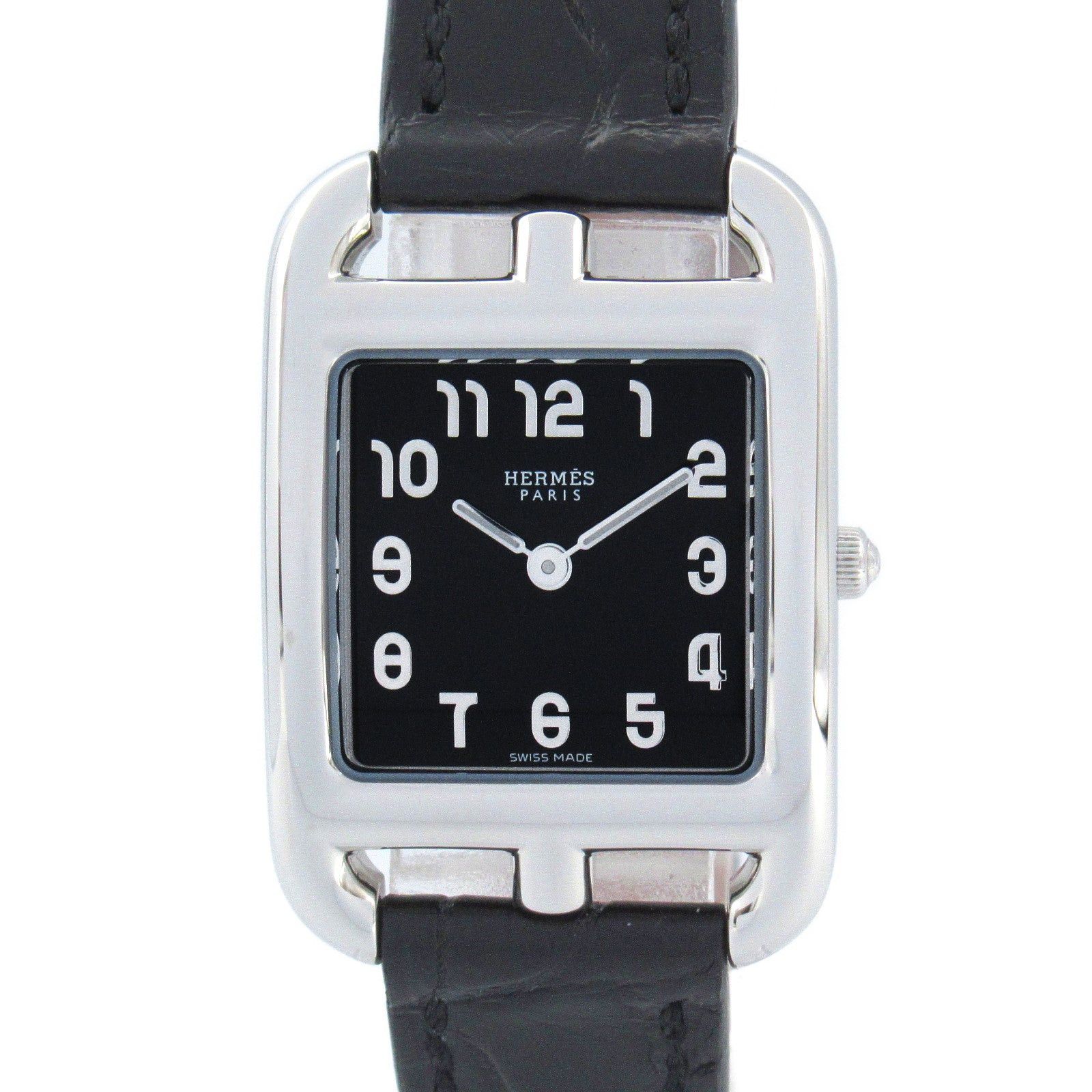 Hermes Hermes Cape Cod Watch Women Quartz Stainless Steel Crocodile Leather Belt Black Size ONE SIZE - 1 Thumbnail