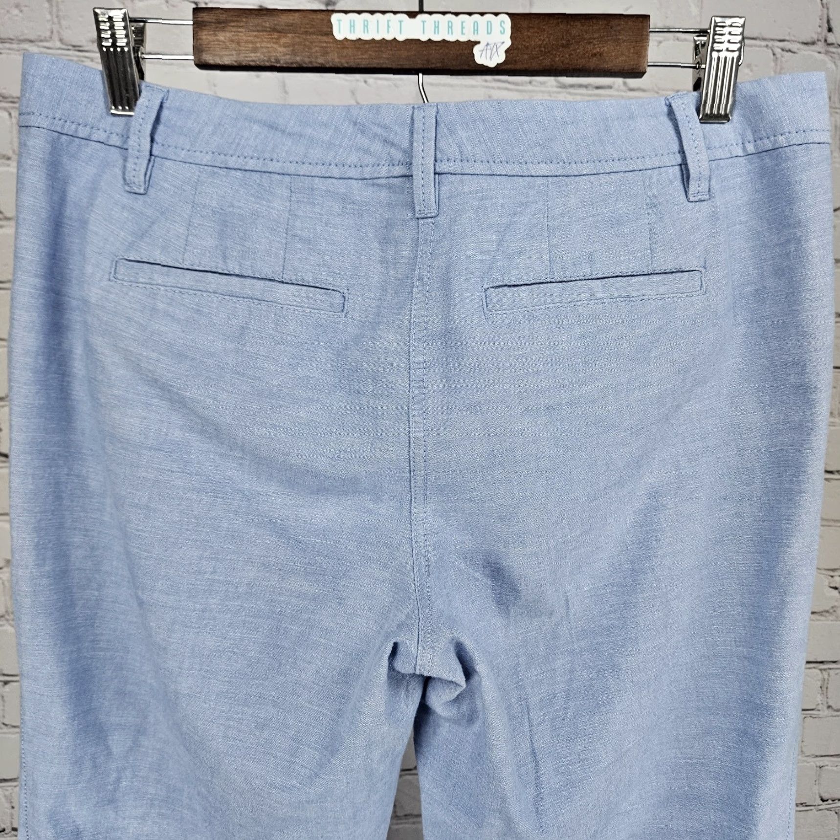 Talbots Talbots Blue Relaxed Chambray 100% Cotton Pants 4P Petite Women Chino Flat Front Mid Rise Tapered Size 27" / US 4 / IT 40 - 7 Thumbnail