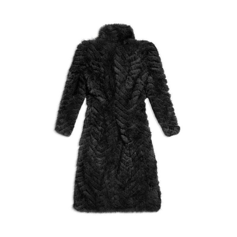 Balenciaga o1tr1nto1125 Round Shoulder Fitted Coat in Black Size XL / US 12-14 / IT 48-50 - 2 Thumbnail