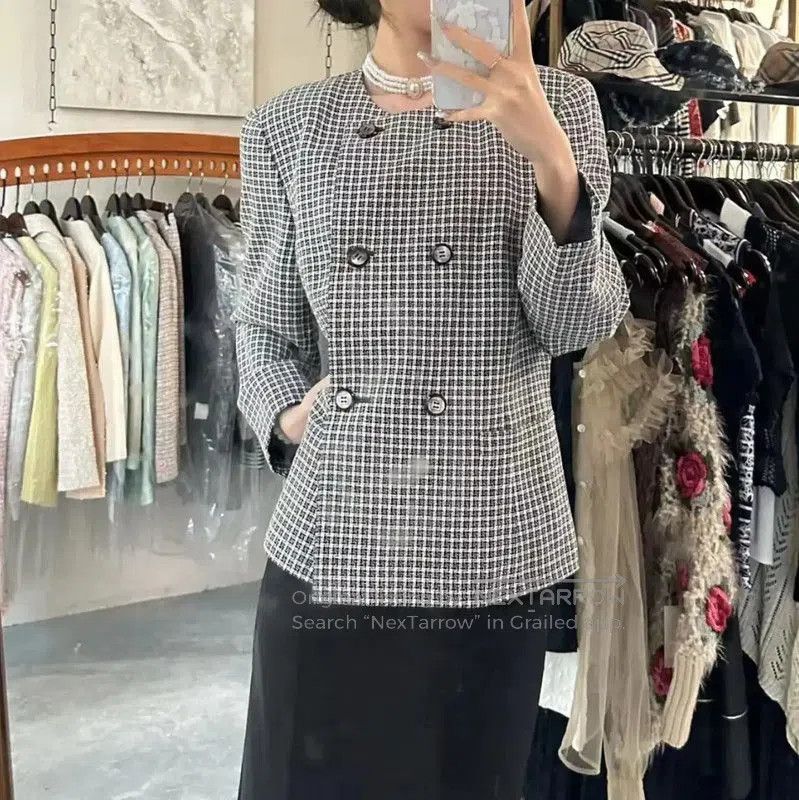 Burberry Burberry Colorblock Wool Blend Houndstooth Short Coat. Size M / US 6-8 / IT 42-44 - 9 Thumbnail