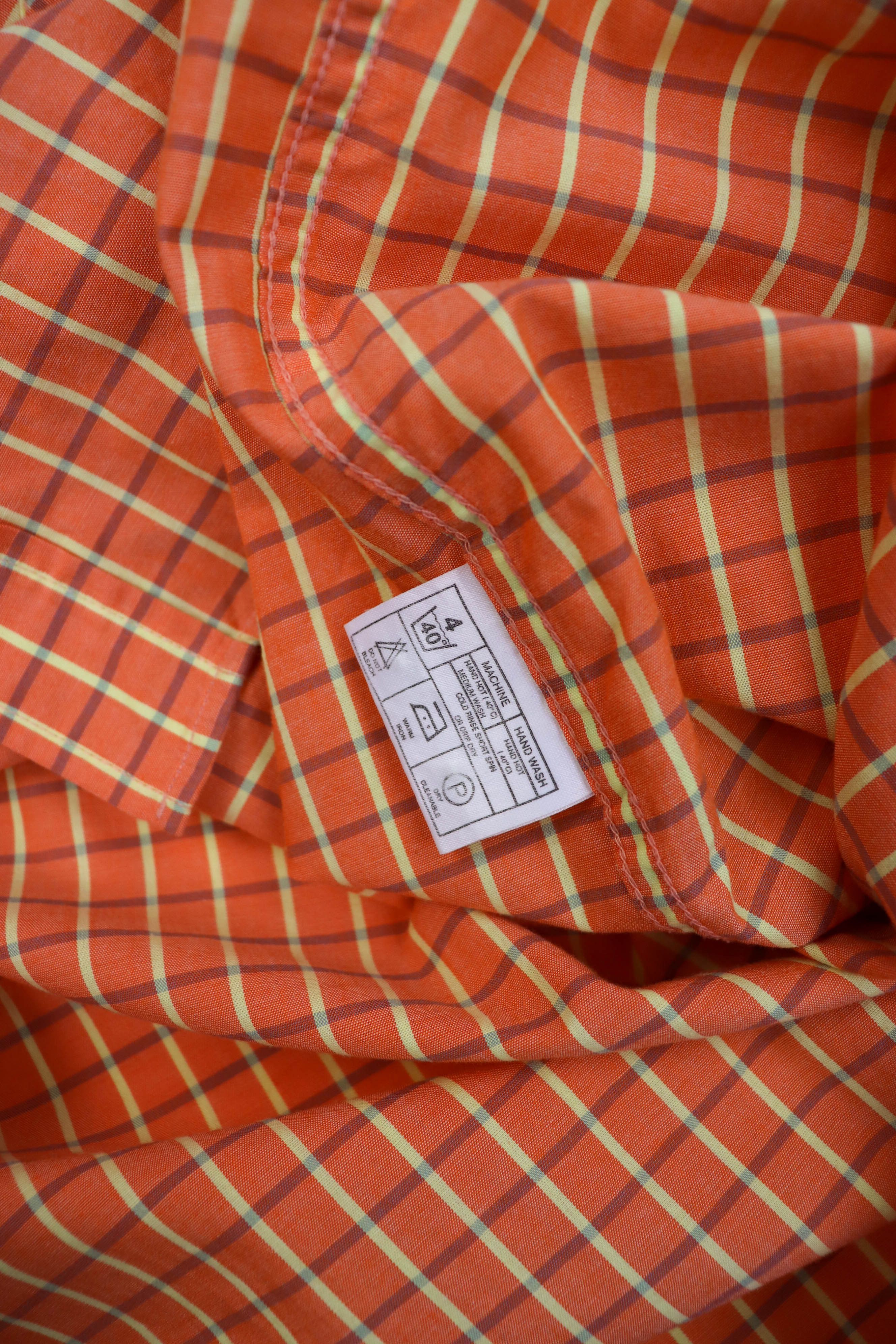 Pierre Balmain Pierre Balmain Vintage 90s Checkered Light Orange LS Shirt Size US M / EU 48-50 / 2 - 11 Thumbnail