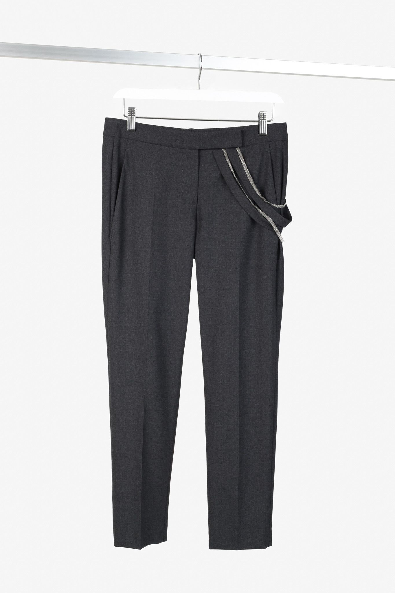 Brunello Cucinelli Brunello Cucinelli Stretch-Wool Monili-Belt-Loop Trousers Size 27" / US 4 / IT 40 - 1 Thumbnail