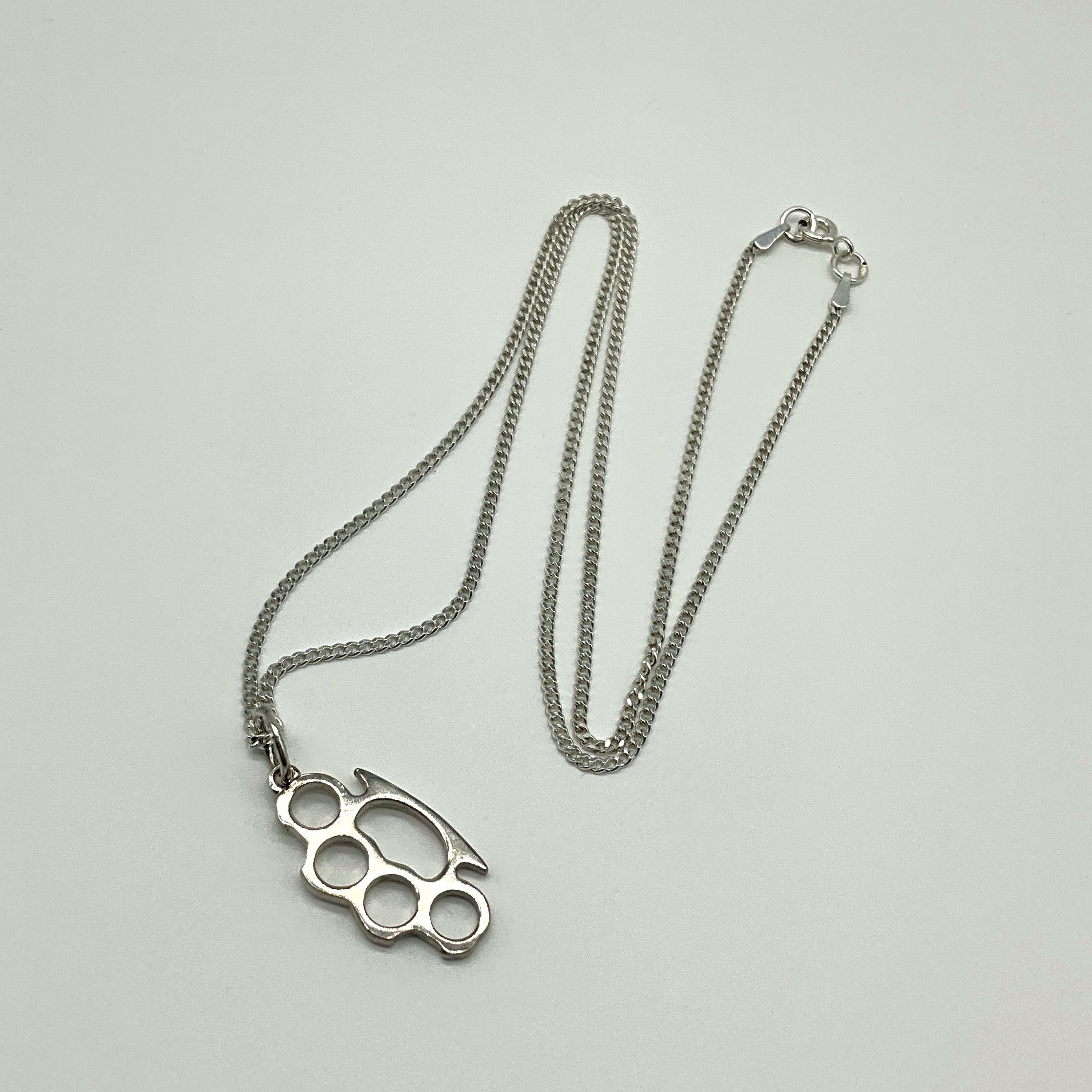 Jewelry Brass knuckles sterling silver necklace pendant Size ONE SIZE - 5 Thumbnail