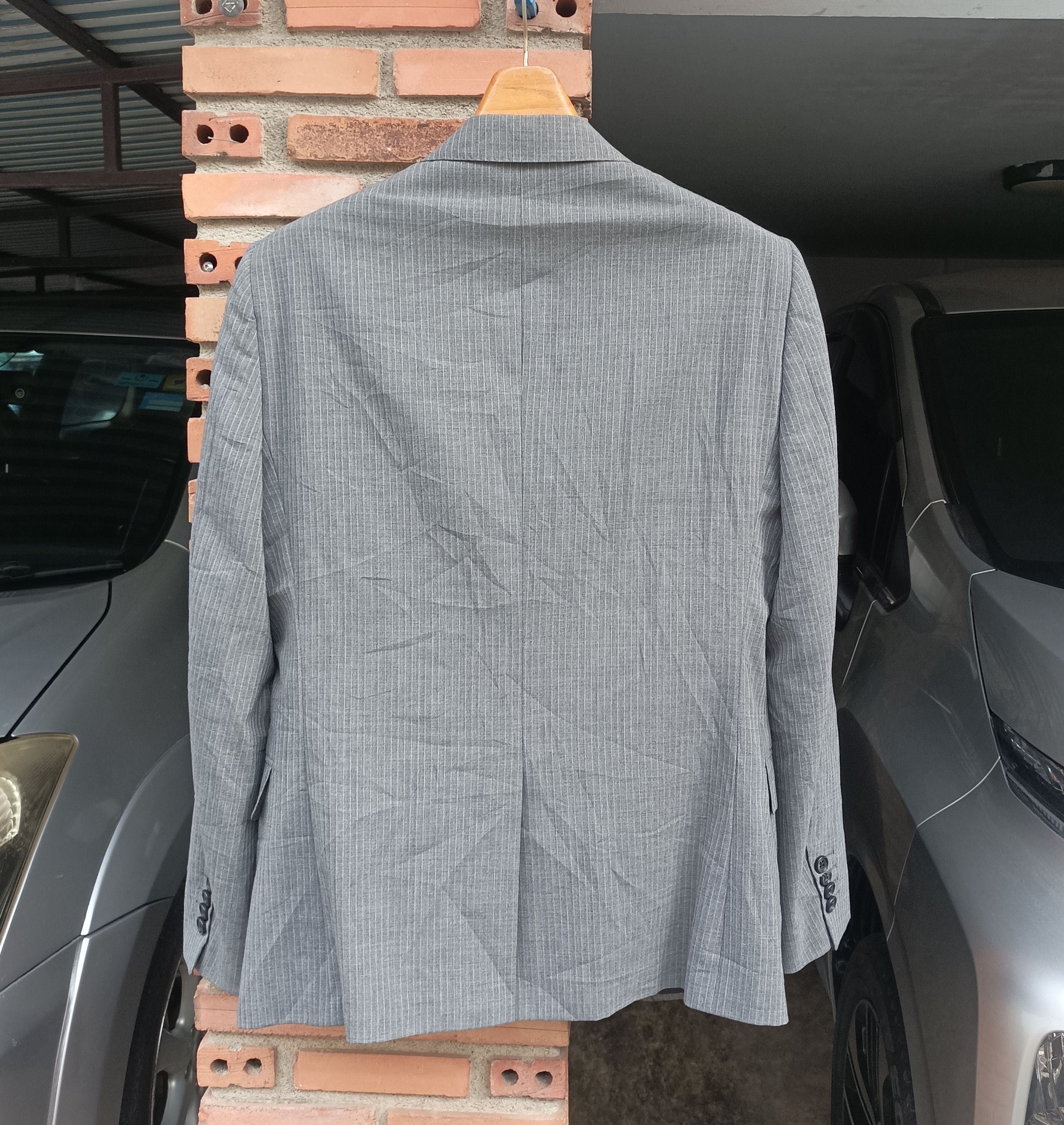 Yohji Yamamoto (J884) A.A.R. Limited Edition Japan Gray Strip Jacket Size 36R - 11 Thumbnail