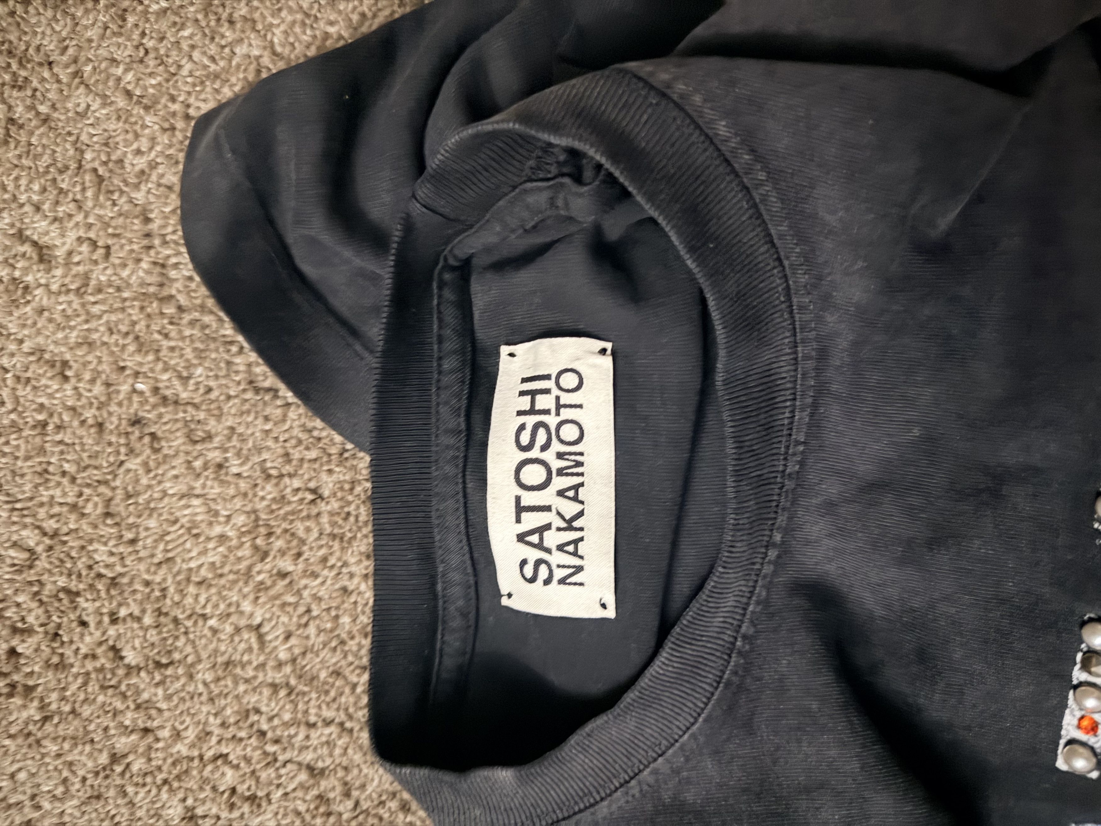 Satoshi Nakamoto SATOSHI NAKAMOTO PEARL STUDDED LOGO TEE (WASHED BLACK) Size US L / EU 52-54 / 3 - 7 Thumbnail