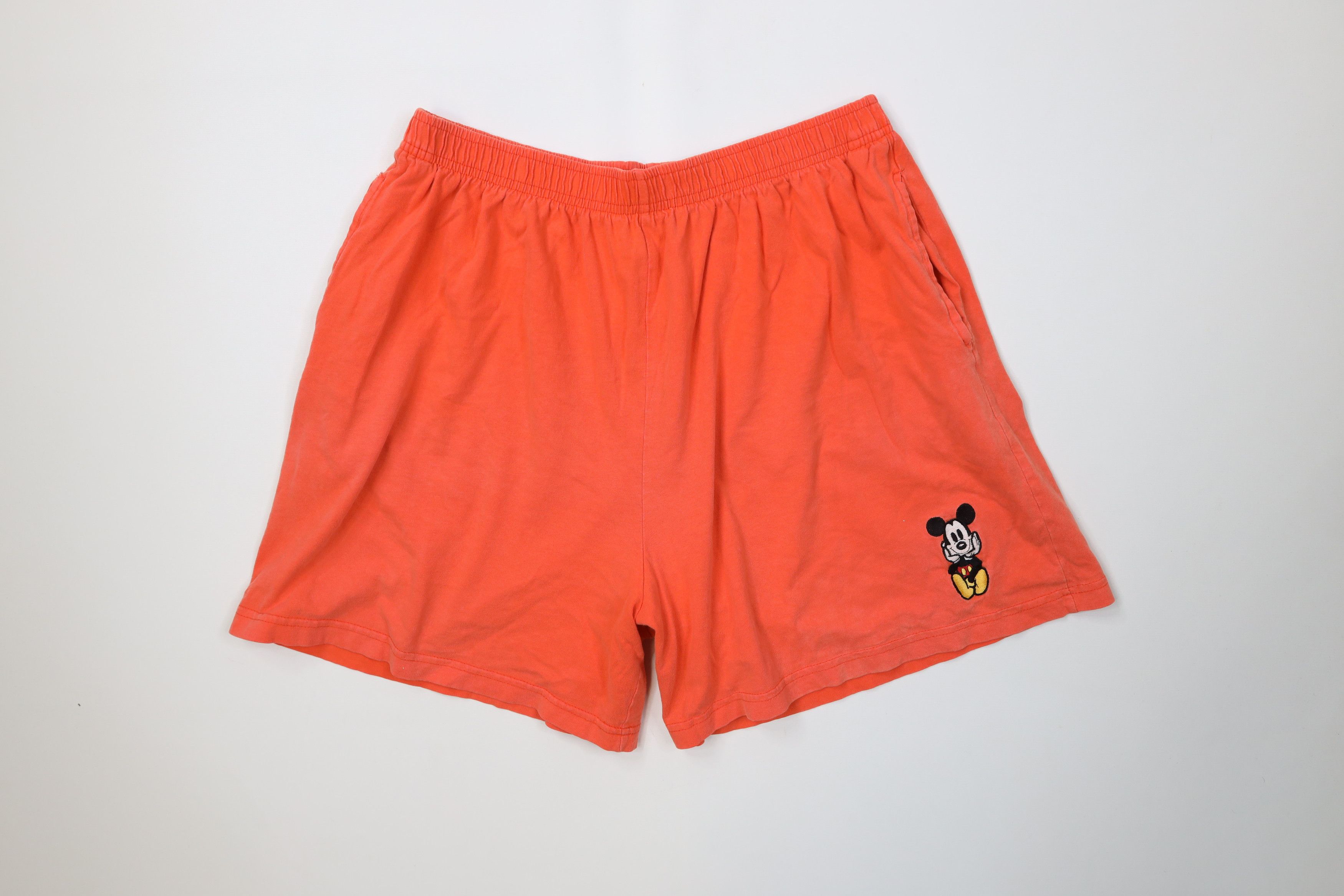 Disney Vintage 90s Disney Mickey Mouse Shorts Orange Cotton USA Size 32" / US 10 / IT 46 - 1 Thumbnail