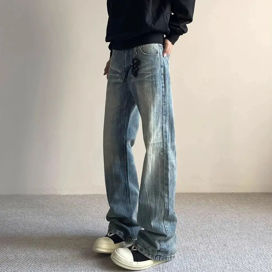 Japanese Brand Retro loose slightly flared cat whisker jeans Size US 32 / EU 48 - 2 Thumbnail