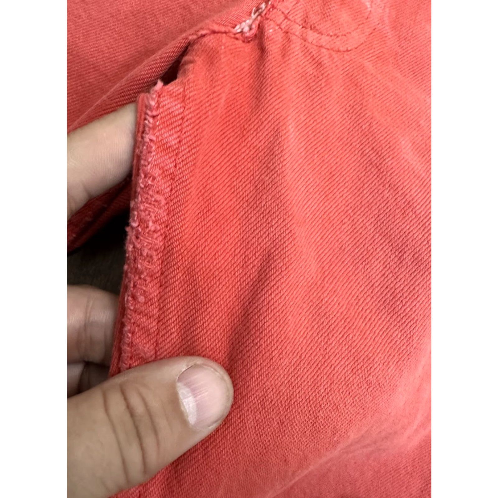 VINTAGE Levi's 501 Jeans Denim Red/Pink Button Fly Size 28 x 31 Mens USA Distressed Length 31in Straight Fit 14in Front Across Waist 10.5in Rise
