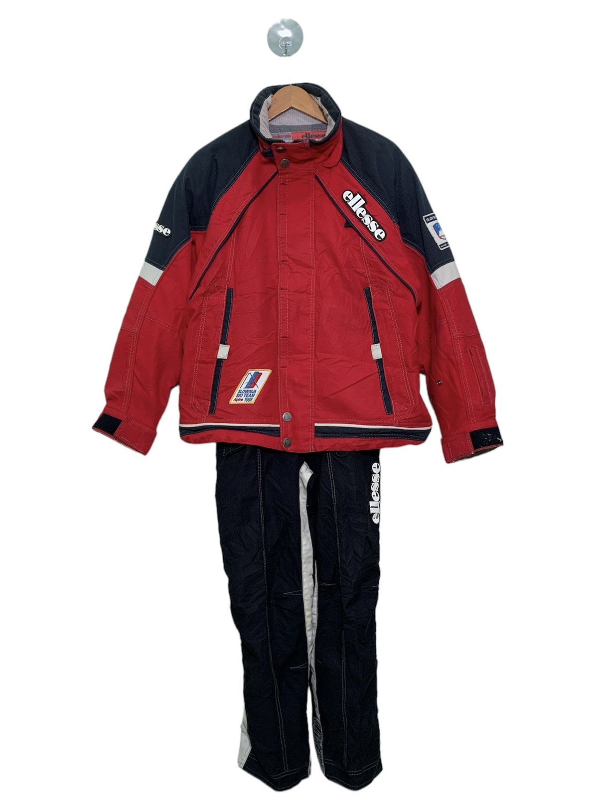 image of Vintage Ellesse Slovenija Alpine 1998 Ski Team Jacket in Red Black, Men's (Size Medium)