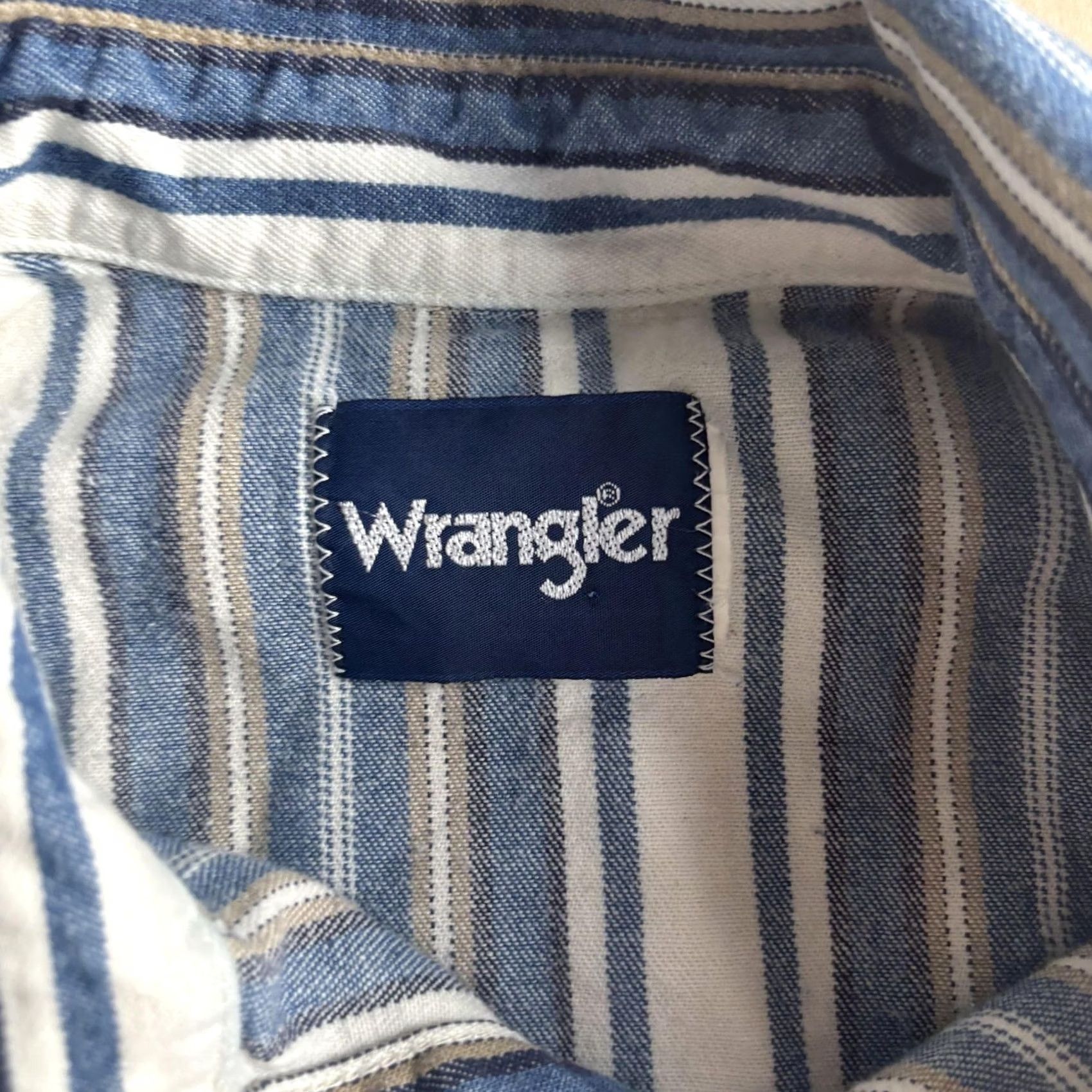 Wrangler VINTAGE Wrangler Shirt Mens XL Blue White Stripe Long Sleeve Western Pearl Snap Casual Size US XL / EU 56 / 4 - 2 Thumbnail