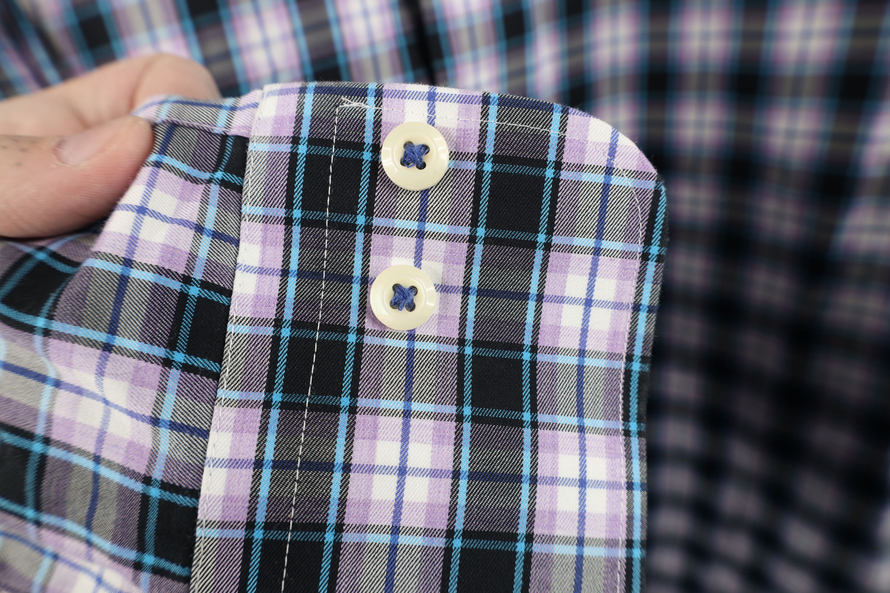 Peter Millar Peter Millar Cotton Collared Button Down Shirt Purple Plaid Size US L / EU 52-54 / 3 - 5 Thumbnail