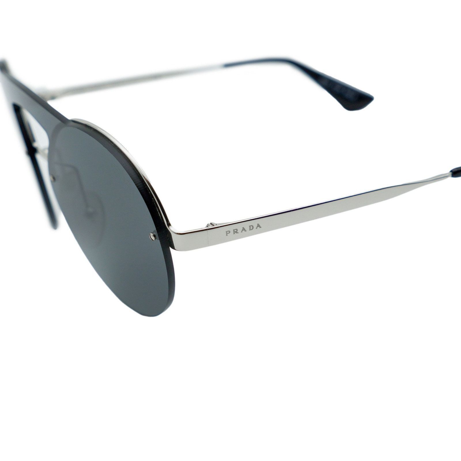 Prada Prada SPR 65T Round Double Bridge Silver Logo Sunglasses Size ONE SIZE - 4 Thumbnail